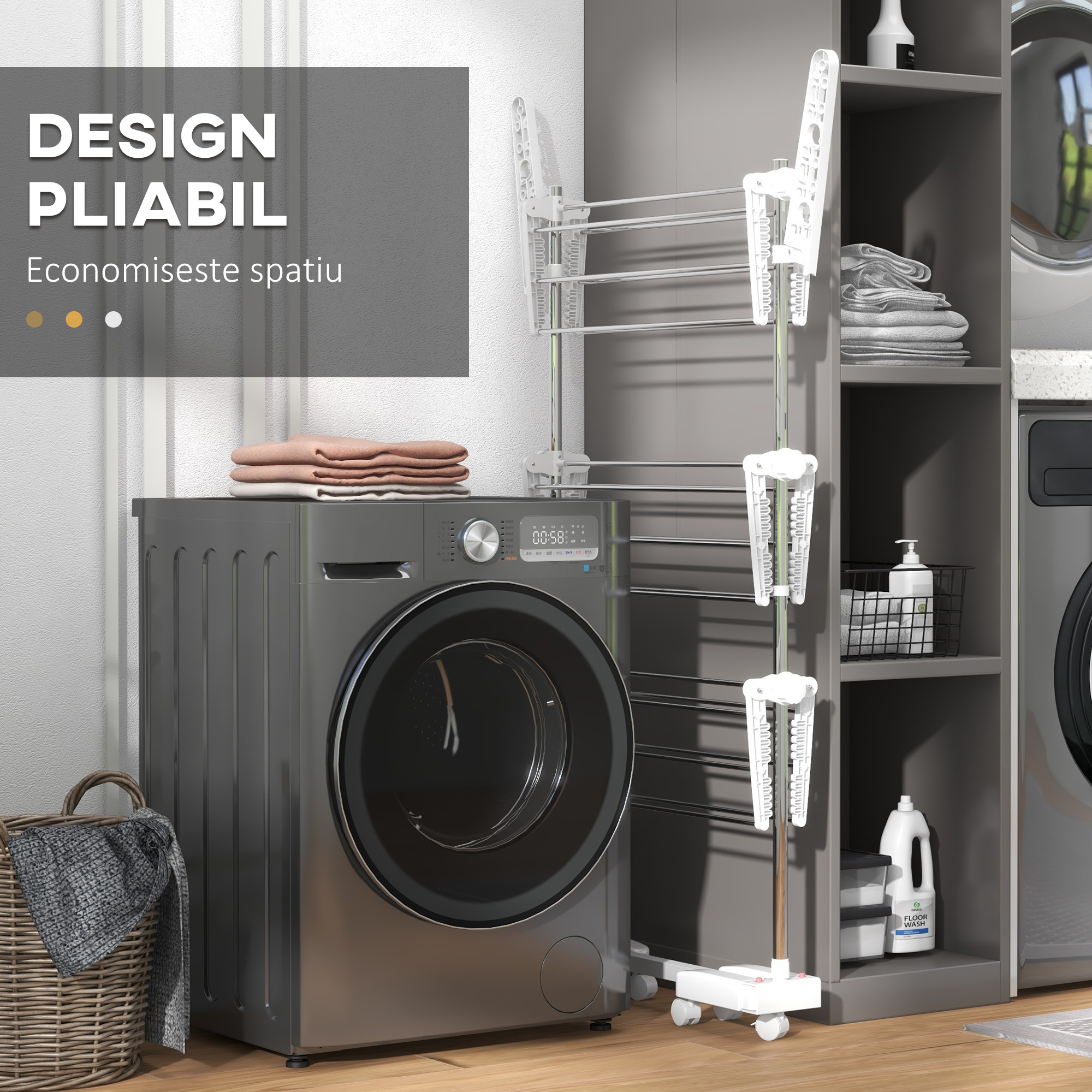  Suport de Uscat Rufe - Inox, 3 Etaje Reglabile Premium [5]