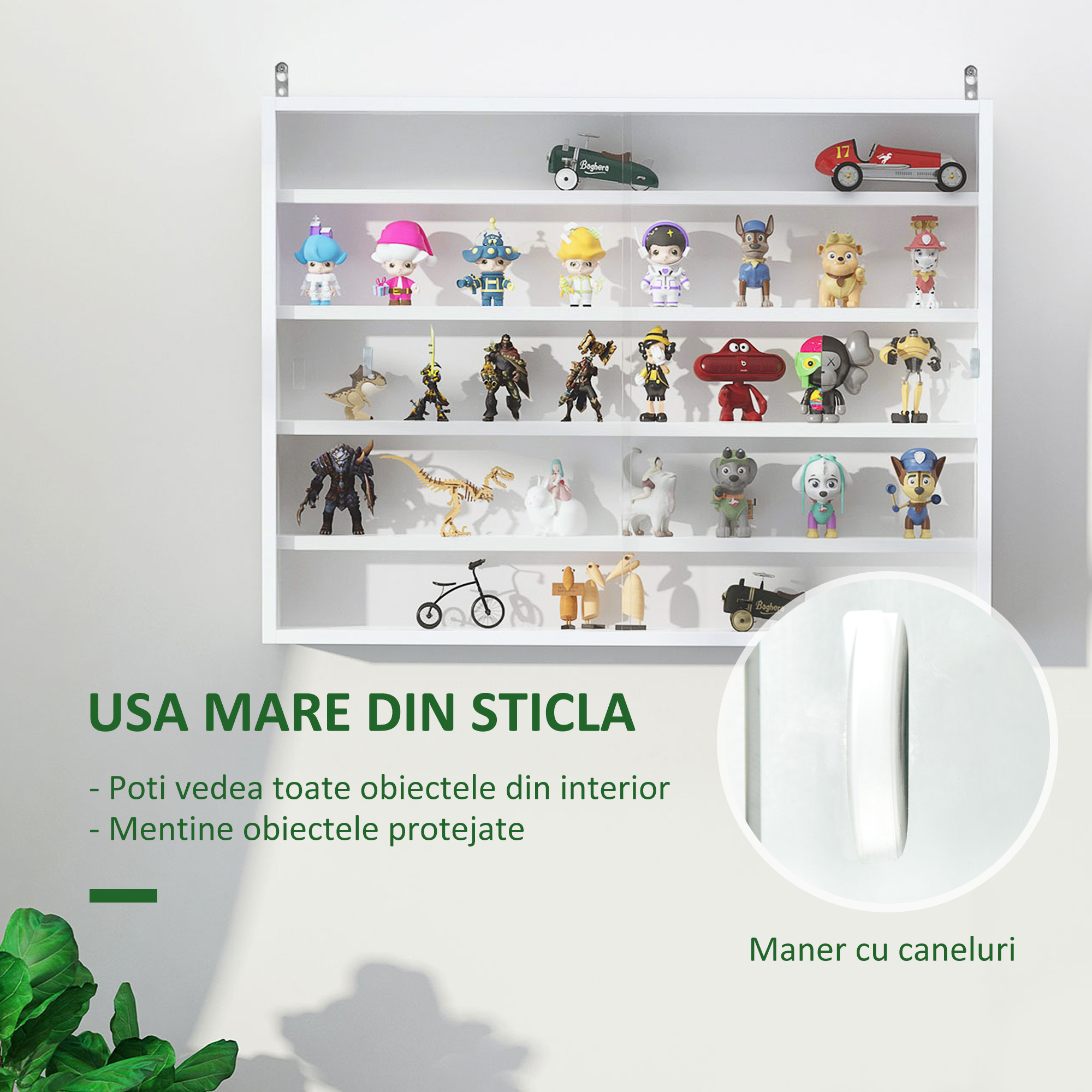  panou cu 5 etajere, polite reglabile, 80x9.5x60cm, alb [4]