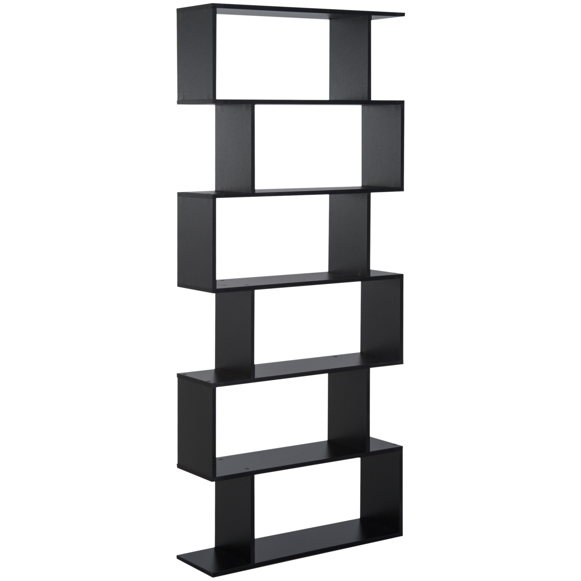  Biblioteca din Lemn, Design Modern cu 6 Rafturi, 80x23x192 cm, Negru [3]