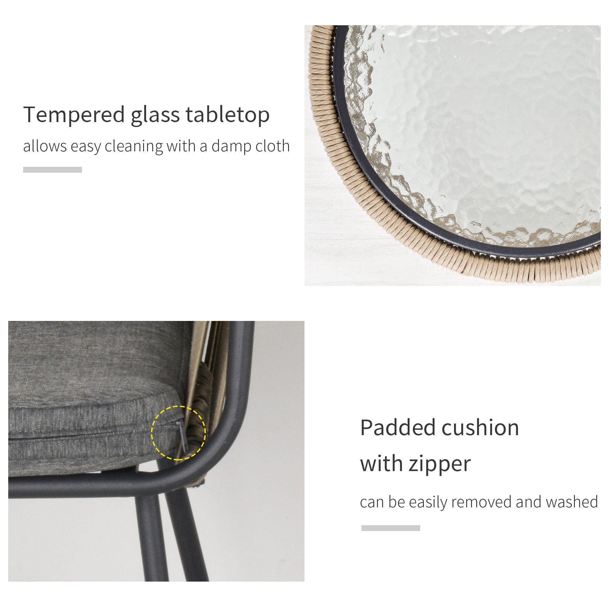  Set Mobilier de Gradina cu 2 sezlonguri Recliner pentru Exterior, cu Perna Captusita din PE, 196x65x22 cm, Gri [4]