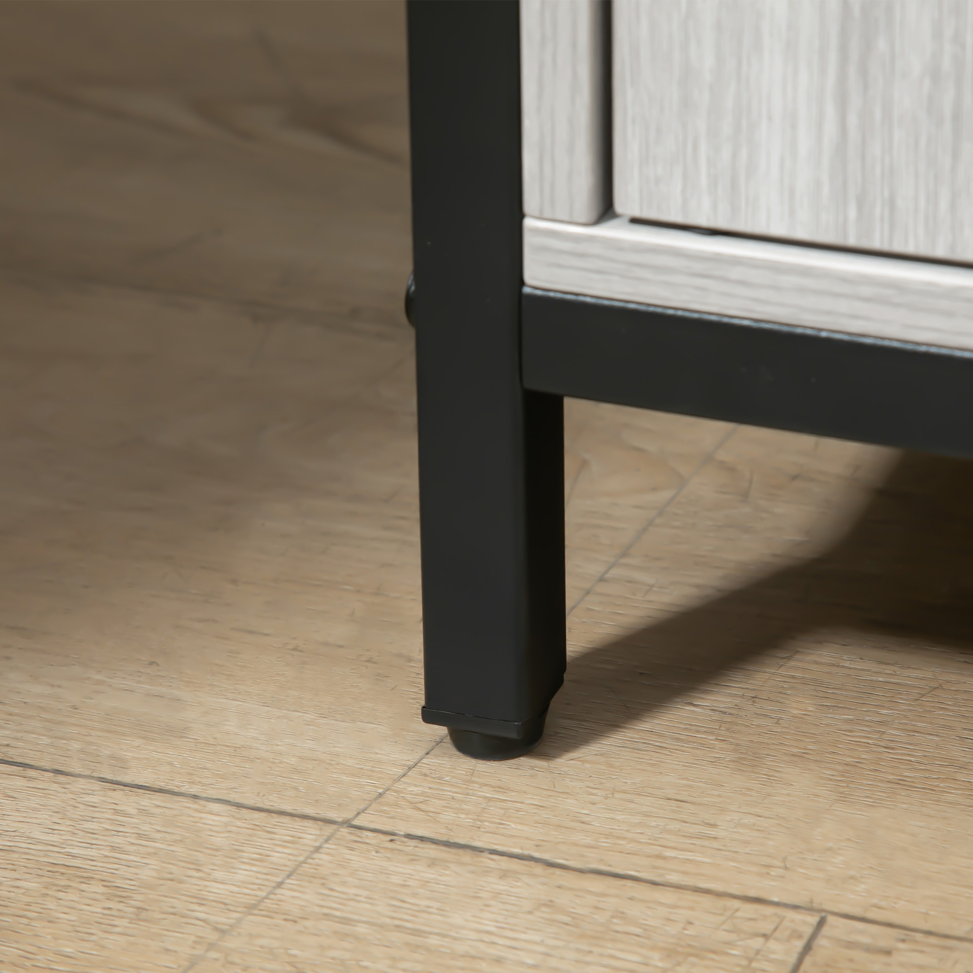  Comoda moderna din lemn cu rafturi, 100x34x87.2cm, gri deschis [8]