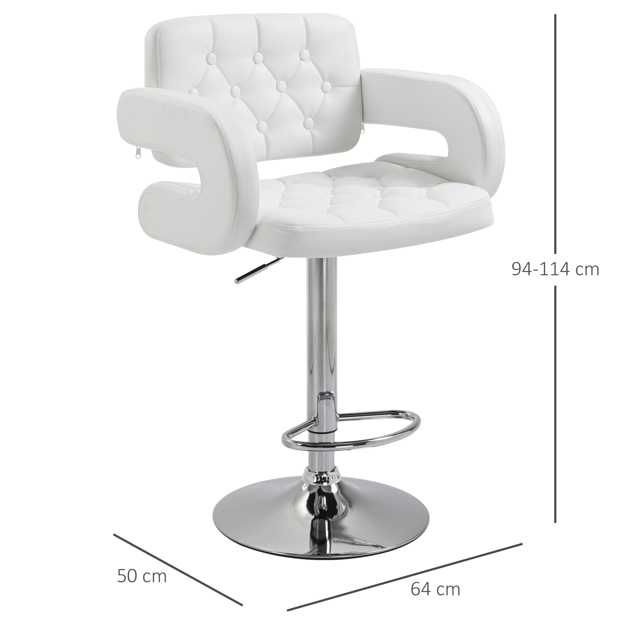  Scaun inalt de bar cu Spatar si Brate, Reglabil, Rotativ [2]