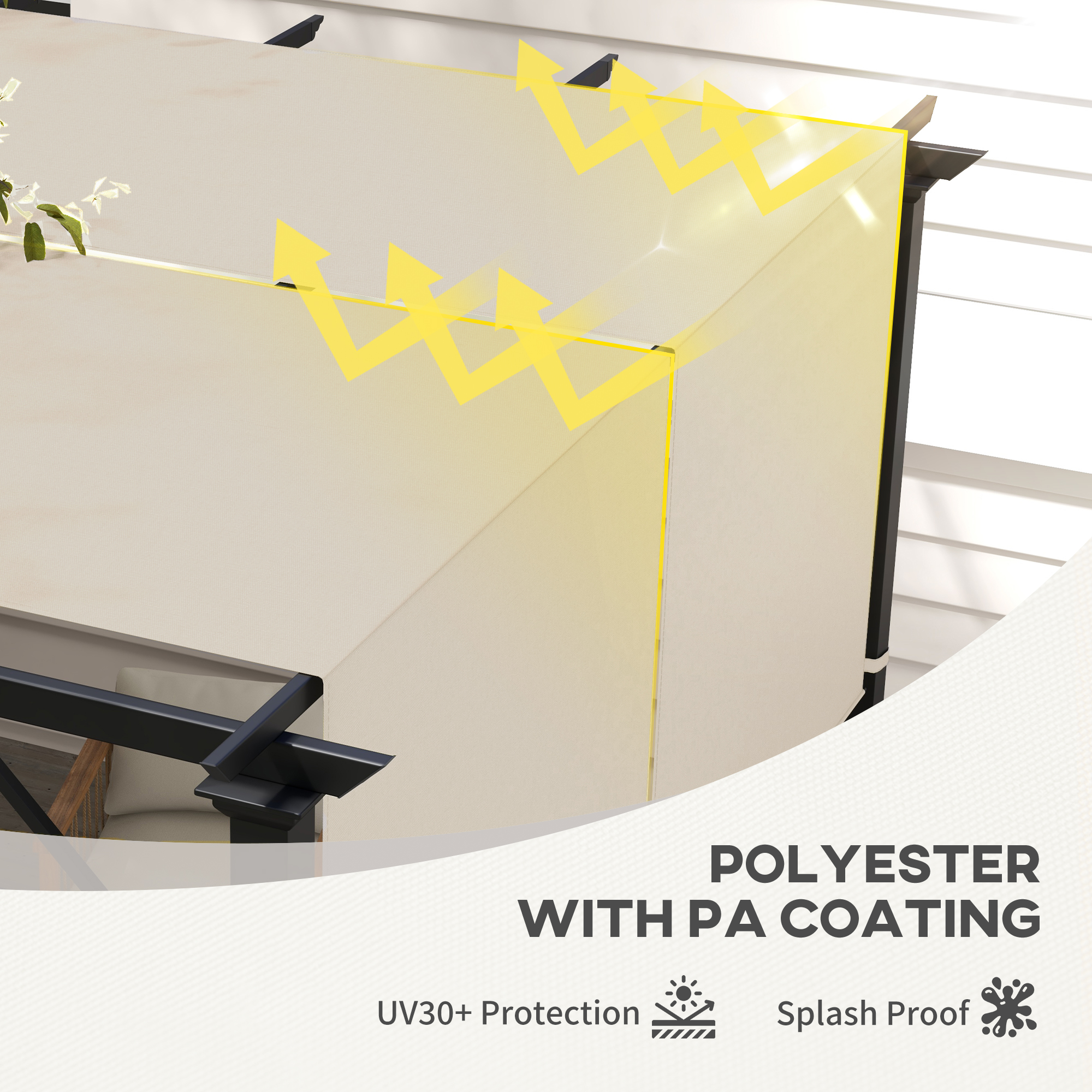  Acoperis pentru Foisor Pergola 3x3 m din Poliester cu Buzunare si Curele, 488x122 cm, culoare Kaki [4]