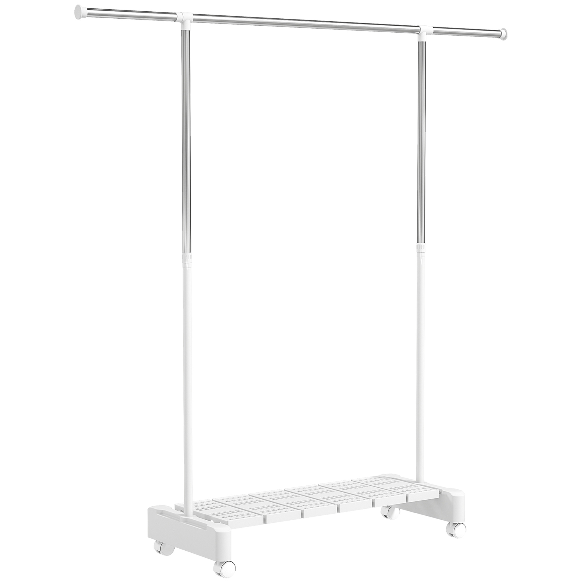 Baie -  Uscator Vertical Extensibil cu Roti si Raft pentru incaltaminte Alb