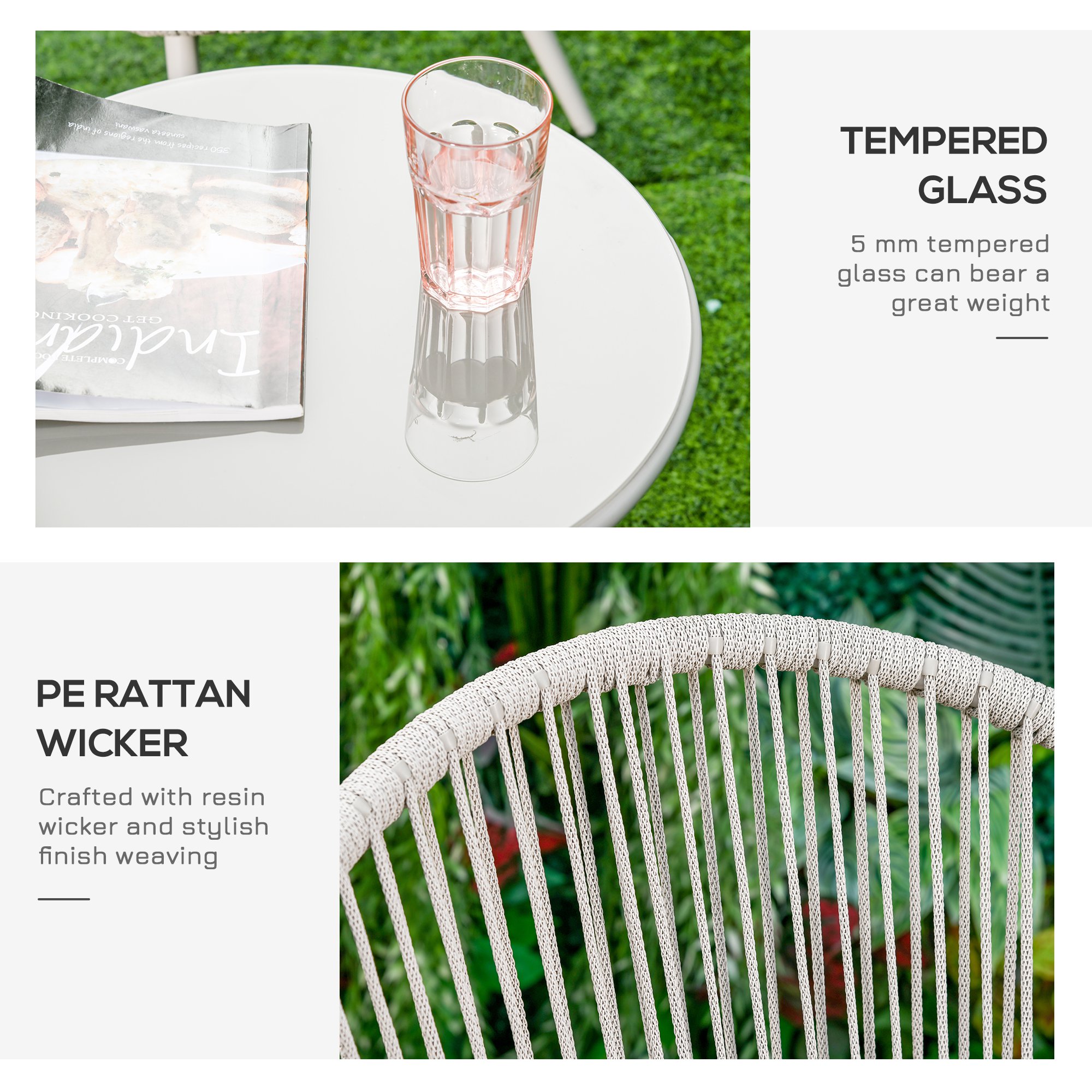  set 3 piese, 1 masa si 2 scaune pentru exterior, crem [5]