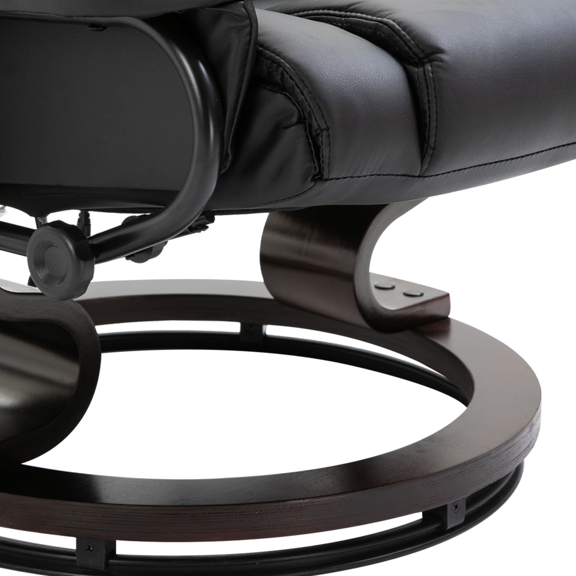  Fotoliu Relax cu Taburet Suport pentru Picioare si Functie de Masaj, Rabatabil la 145° si Rotativ la 360°, Negru [8]