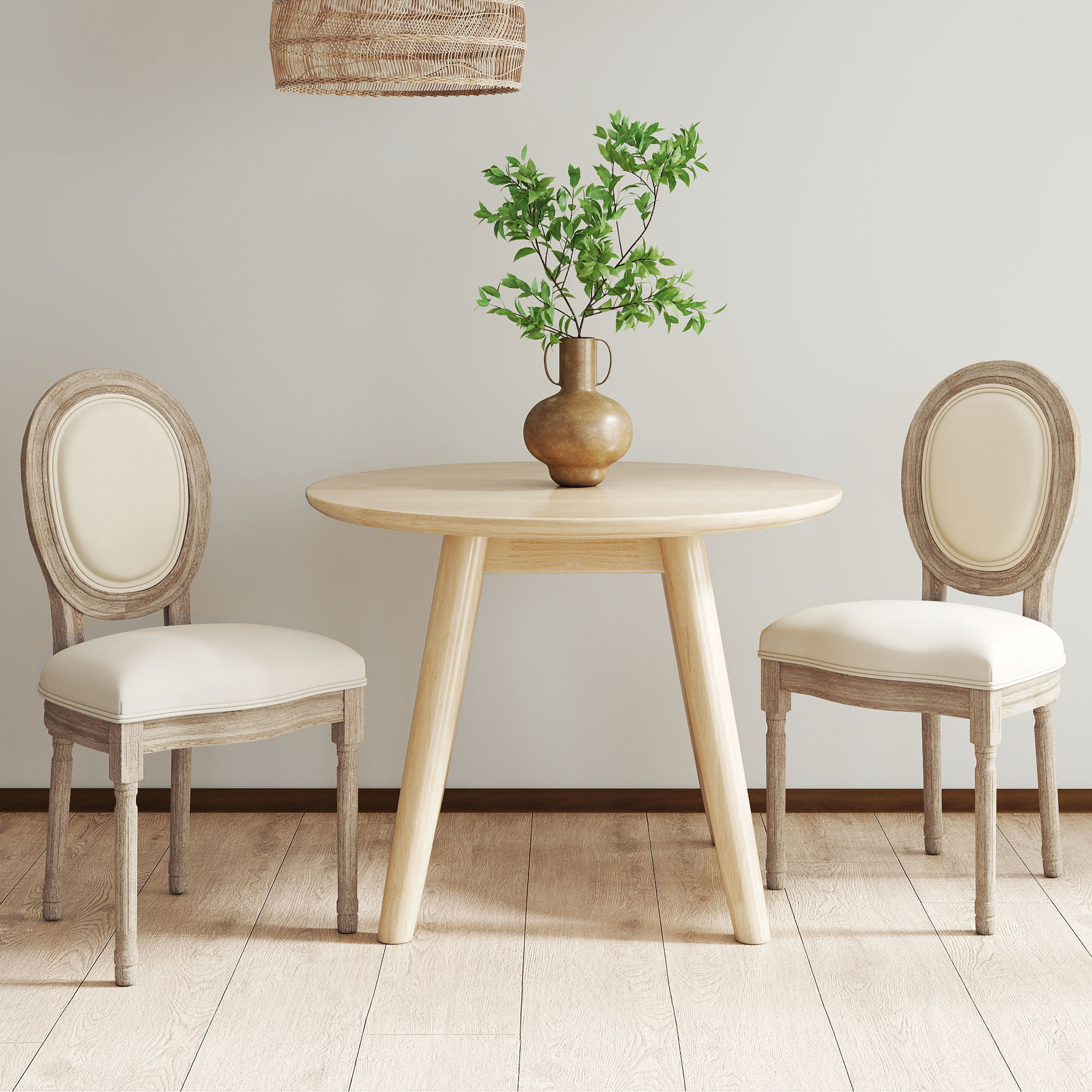  Set 2 Scaune Vintage - Capitontate, Alb, pentru Sufragerie [1]