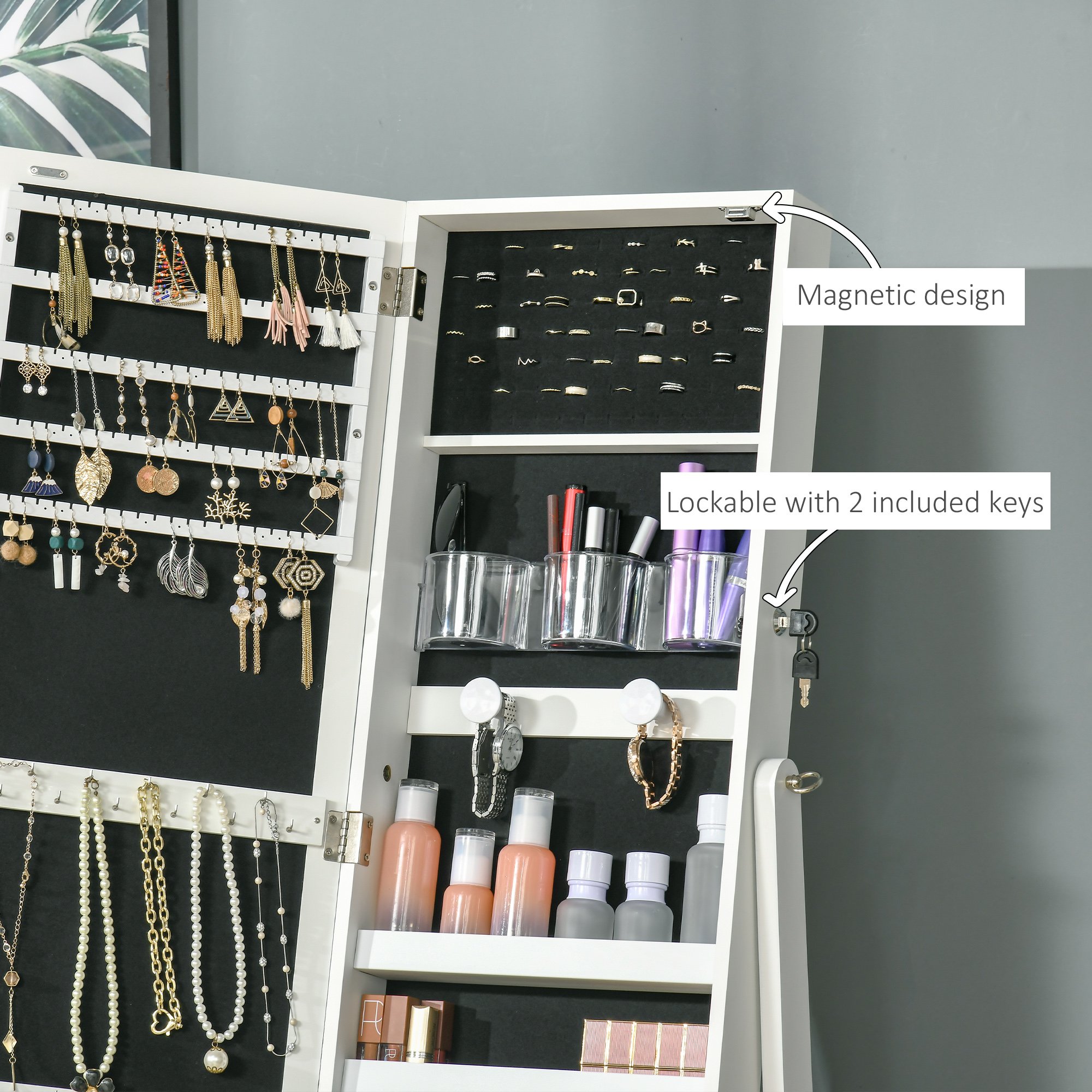  Oglinda Suport Bijuterii - LED Reglabila 46×36,5×151,5 cm [6]