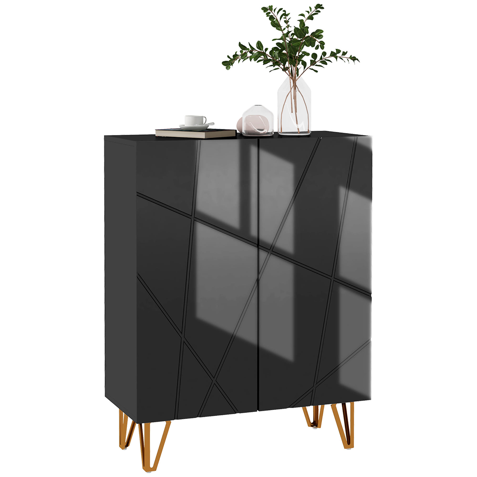 Living & hol -  Dulap ingust pentru Pantofi, Dulap Subtire pentru Depozitarea a 15-20 de Pantofi, 95x72x31.5 cm, Negru