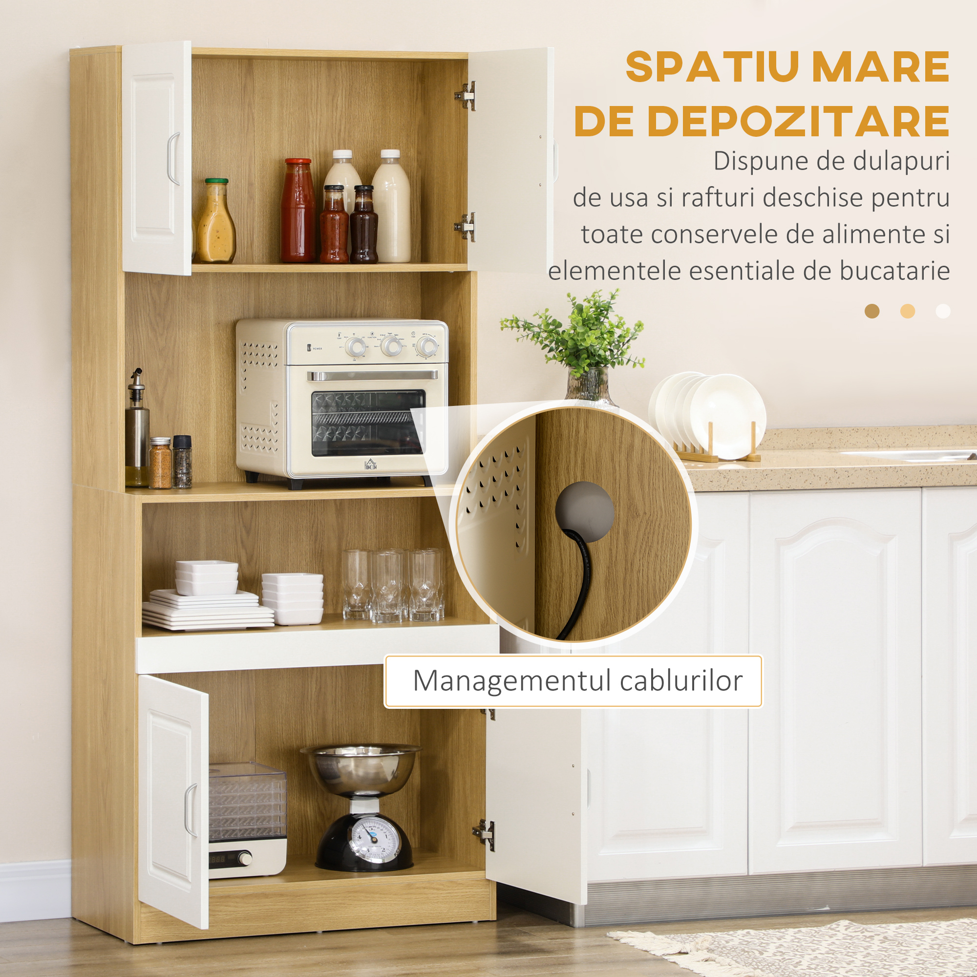  Dulap inalt din PAL cu 4 Usi, Dulapuri si Raft Deschis, 80x40x180 cm [3]