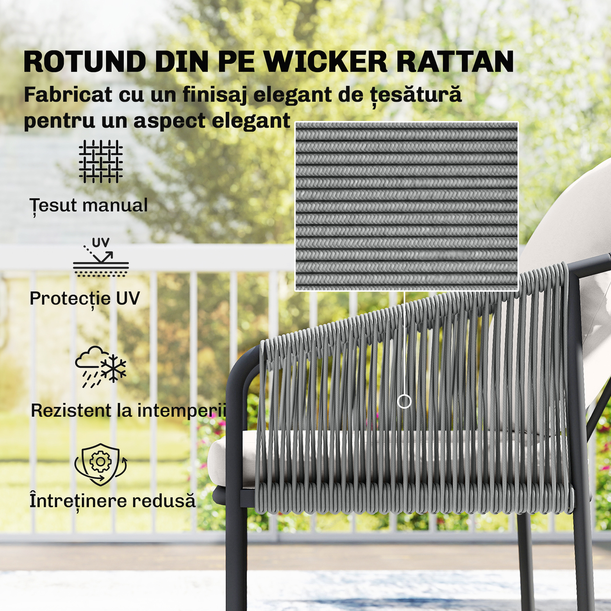  Set de Gradina din Ratan 4 Piese cu Canapea, Fotolii, Masuta, Bej [5]