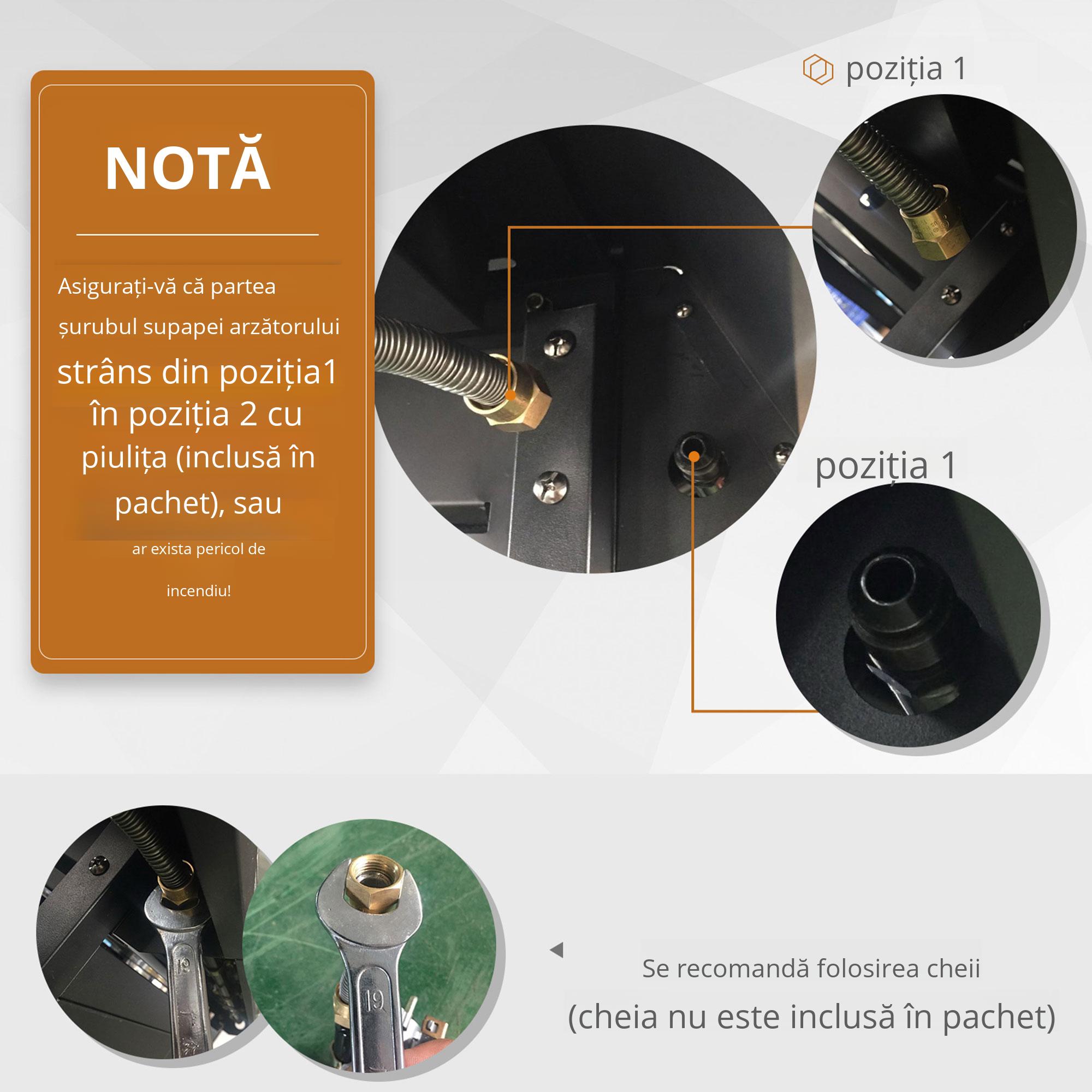  Gratar pe Gaz cu Capac, 7 Arzatoare de 20 kW in total si Arzator Lateral, Termometru, Raft si 2 Roti, 135x50x100cm Negru [4]