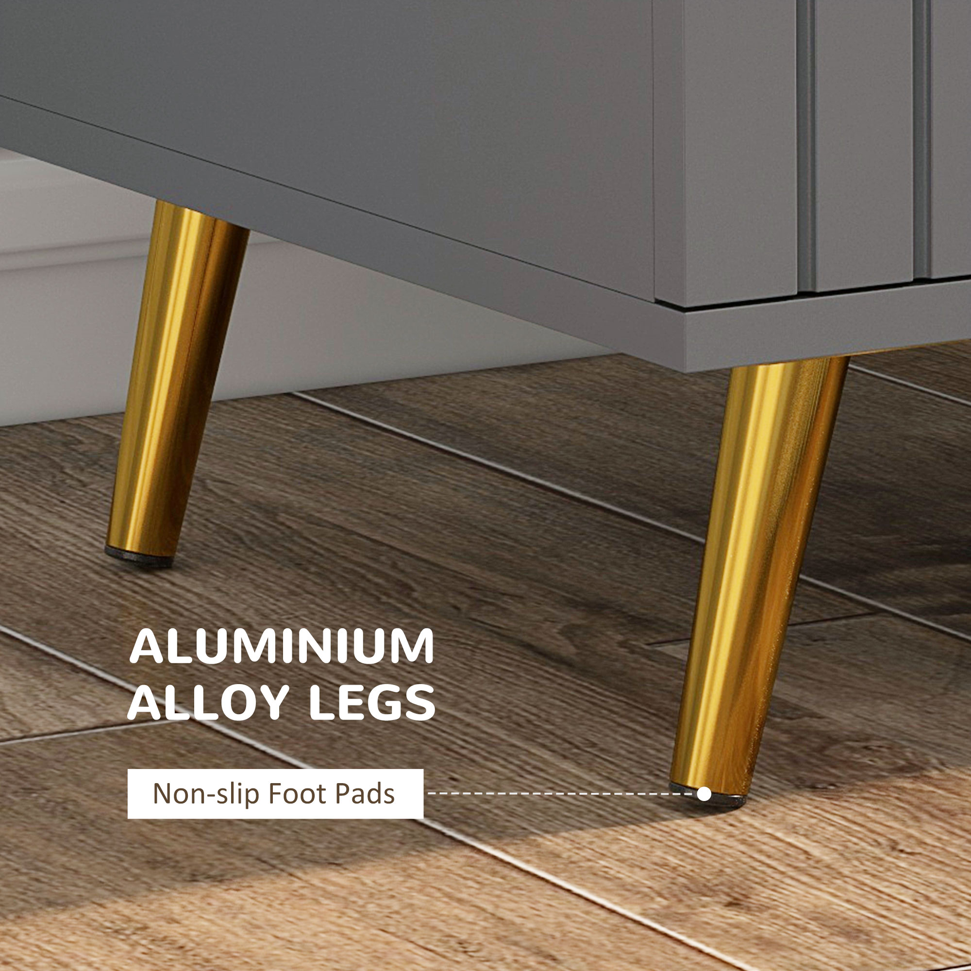  Comoda pentru Dormitor, Dulap Modern cu 3 Sertare,  Sertar de Depozitare cu Picioare din Aluminiu, 60x40x71.5 cm, Gri inchis [4]