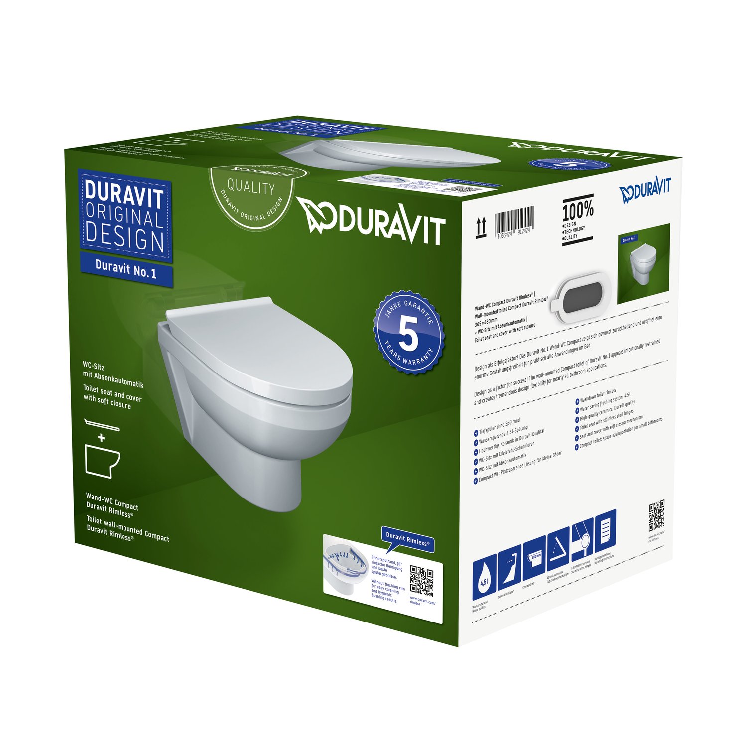 Vas WC Duravit 45620900A1, DuraStyle, montaj suspendat, tip clatire jet de apa, tip evacuare orizontala, alb [17]