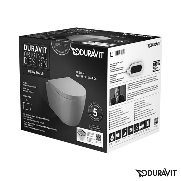 Set vas WC Duravit 45290900A1, Me by Starck, montaj suspendat, zona montaj interior, tip clatire jet de apa, alb [10]