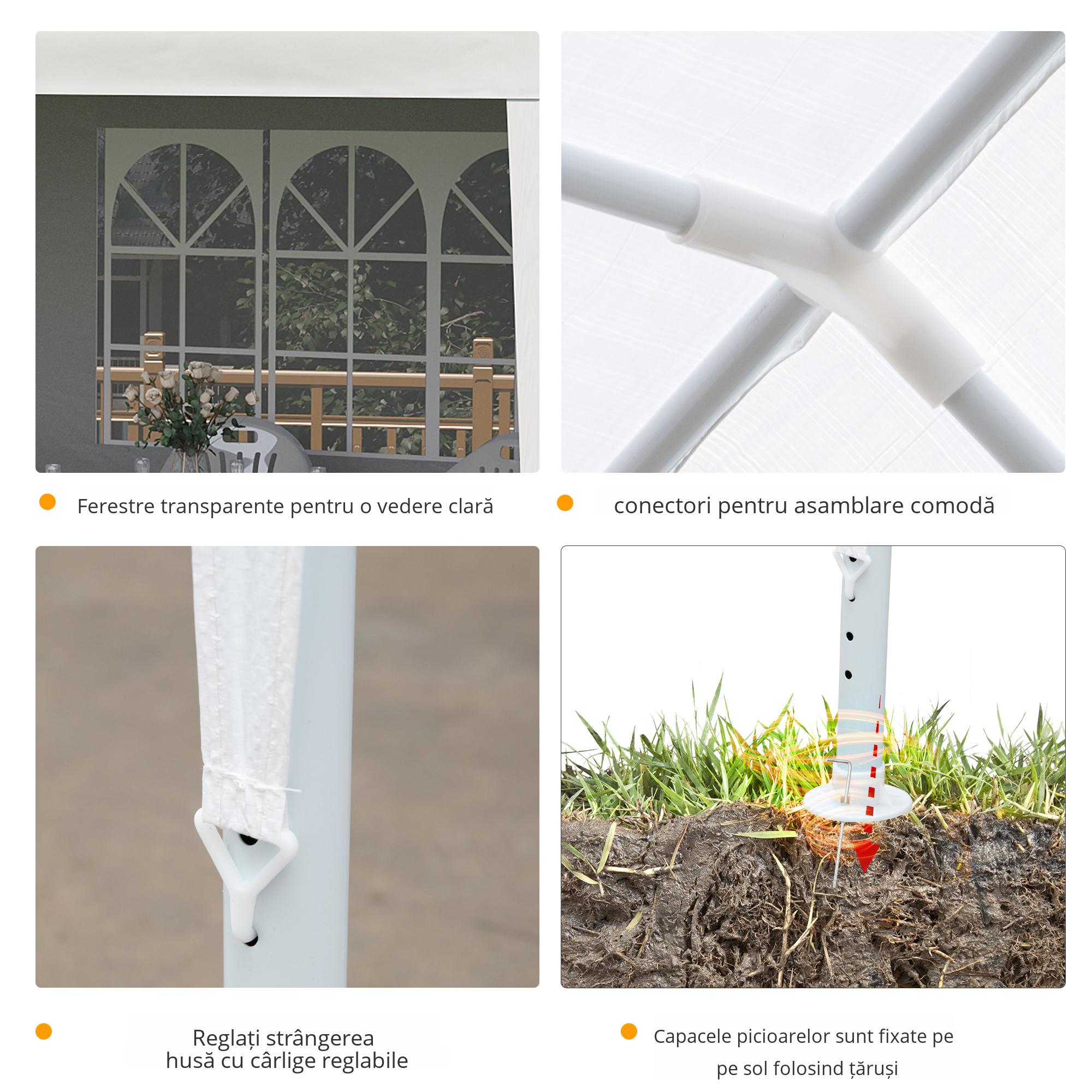  Foisor de Gradina cu Pereti Laterali Demontabili, 4 Ferestre si 12 Orificii de Drenaj, 5.85x2.95x2.55 m, Alb [3]