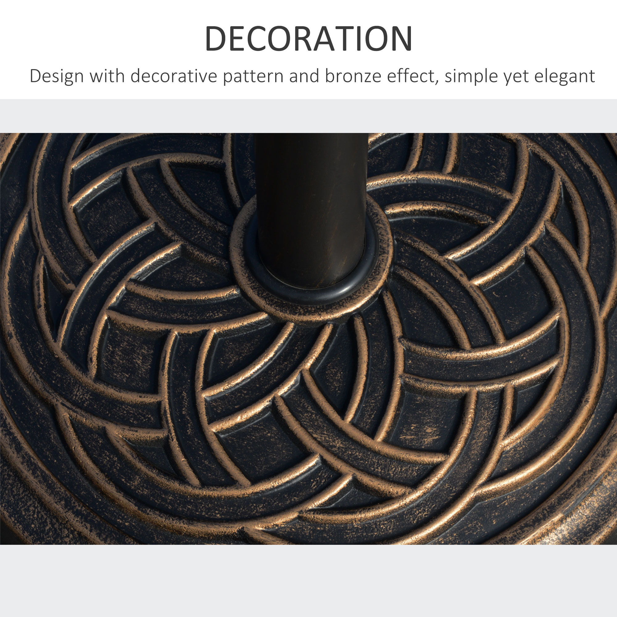  Suport pentru umbrela de exterior, 12kg, rotund, Bronz | Aosom Ro [5]