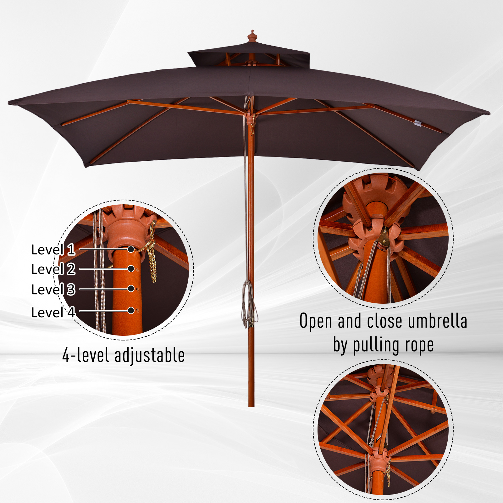  Umbrela de Gradina 3x3 Metri, 8 Lamele Acoperire cu 2 Niveluri [4]