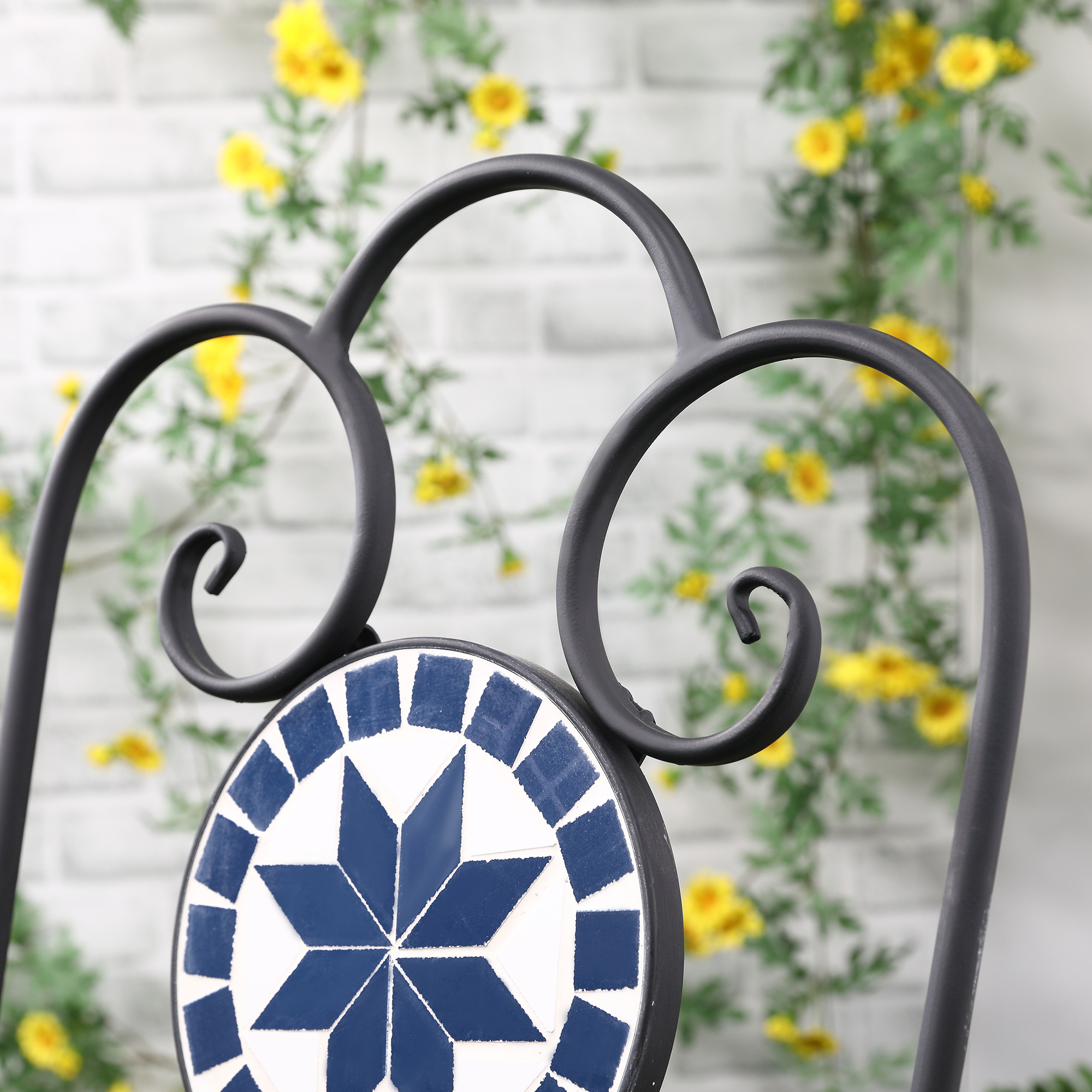  Set de Gradina 3 Piese cu 2 Scaune Pliante si 1 Masuta de Gradina, din Metal si Piatra [6]