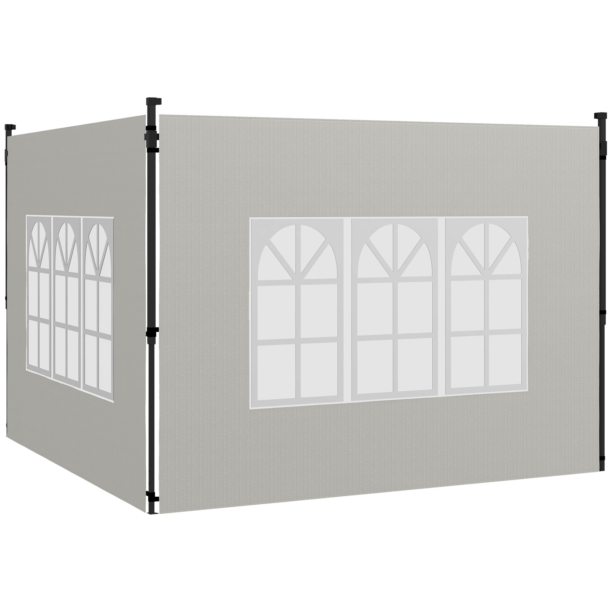 Gradina & balcon -  Set 2 Pereti Laterali pentru Chioscuri, Foi Foisor cu Ferestre din PE si Plastic, 3x3 m sau 3x6 m, Alb