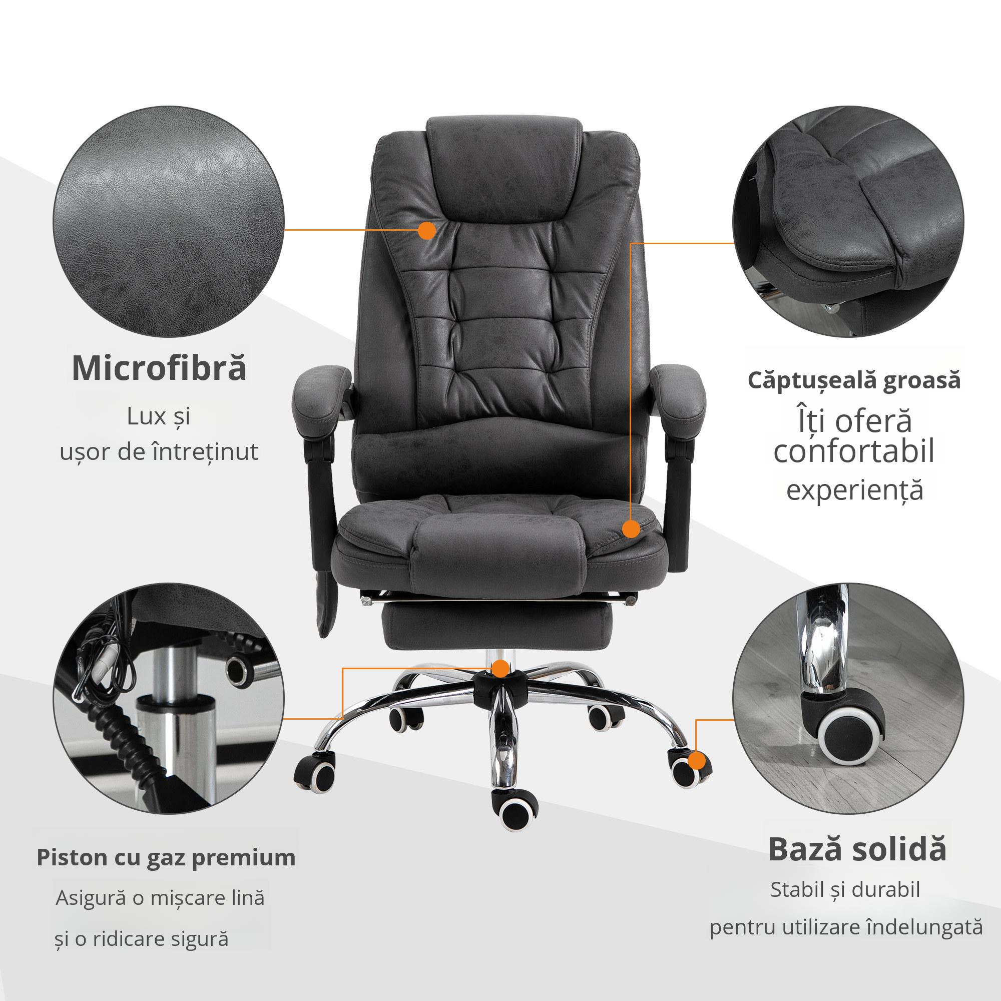  Scaun de Birou Rabatabil cu Masaj si incalzire, inaltime Reglabila, Gri [6]