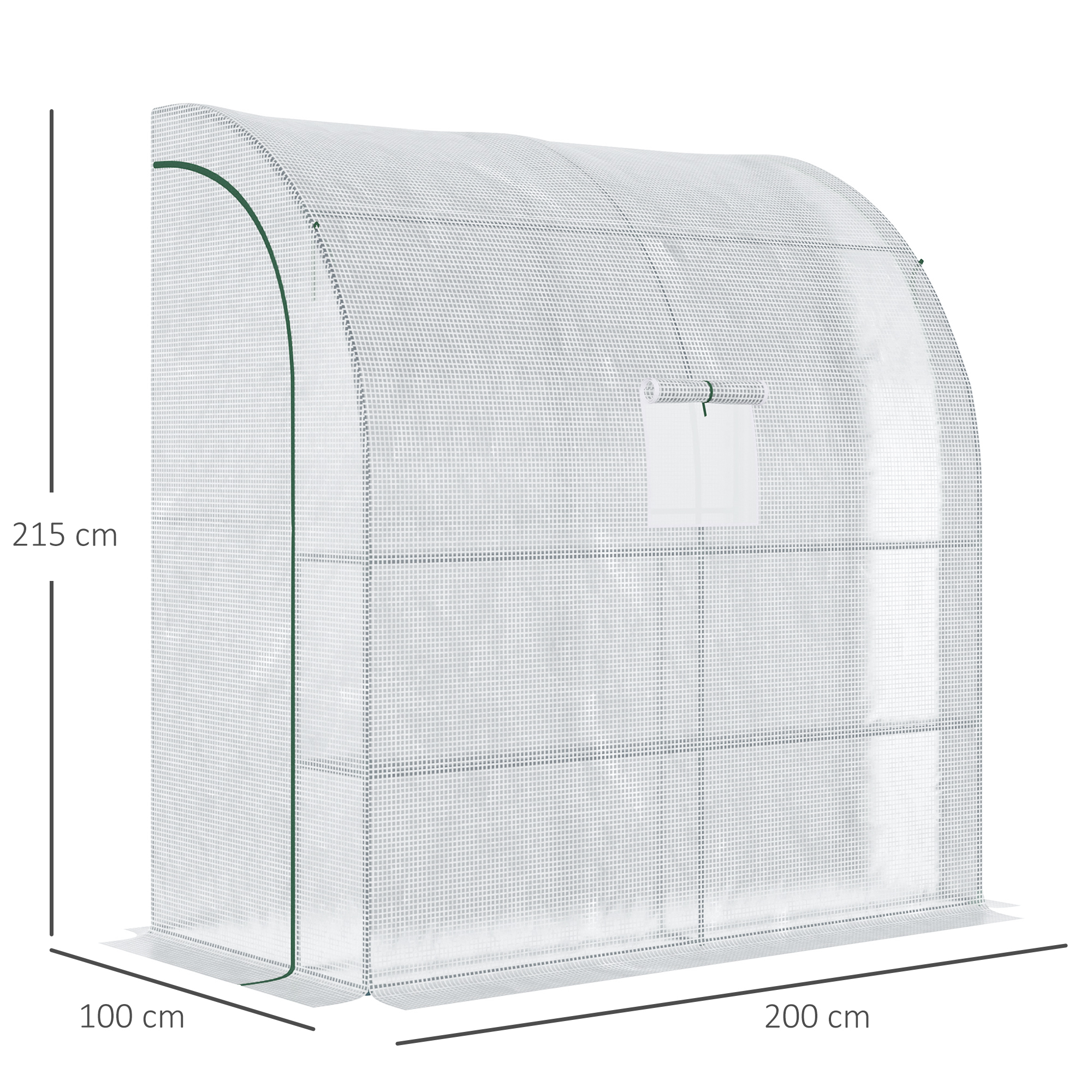  7' x 3' x 7' Outdoor Walk-In Greenhouse, Plant Nursery with Roll-up Windows, PE Cover, and 3 Wire Shelves, White [2]