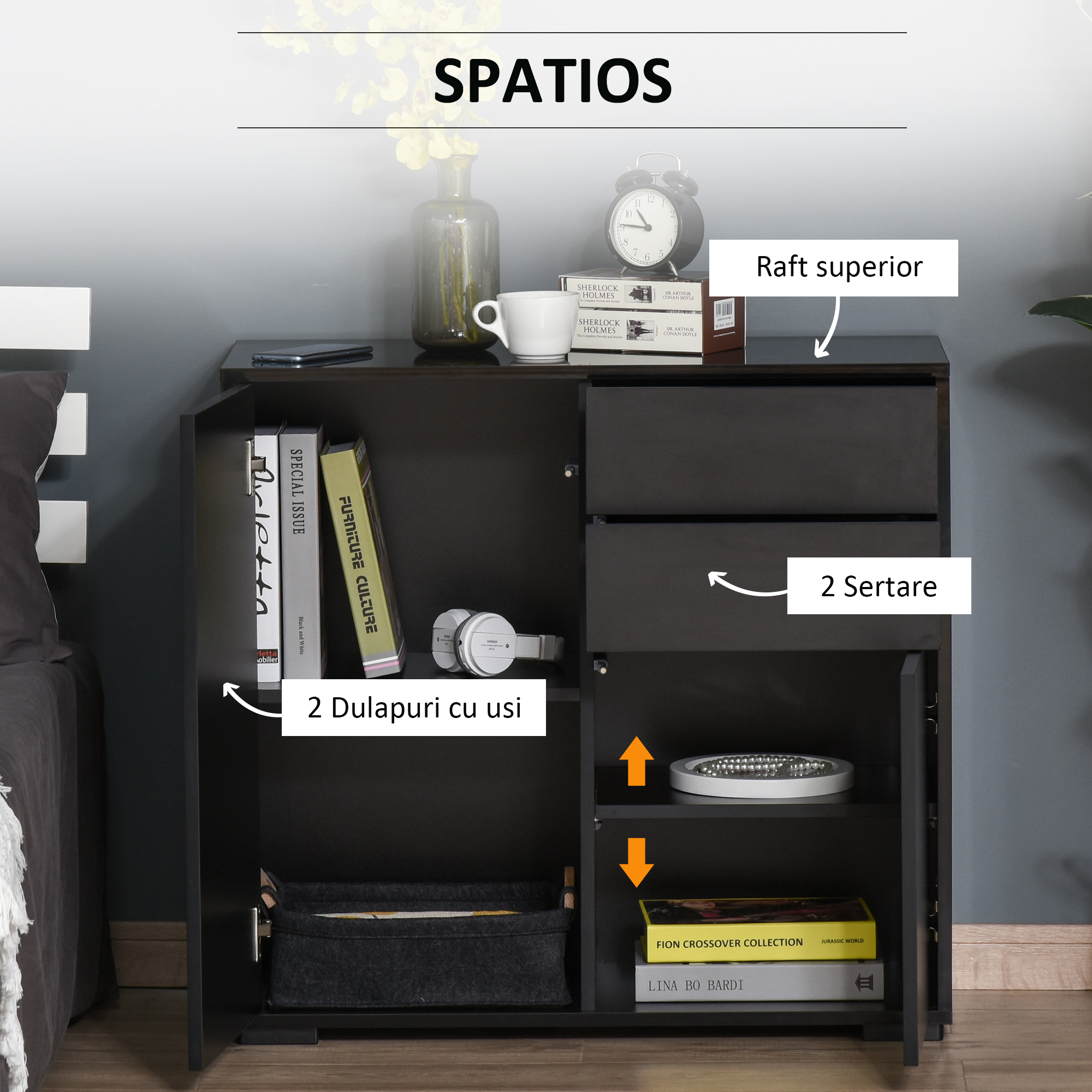  Mobilier Multiuz 79×36×74 cm - Alb cu Sertare si Dulapuri Push [4]