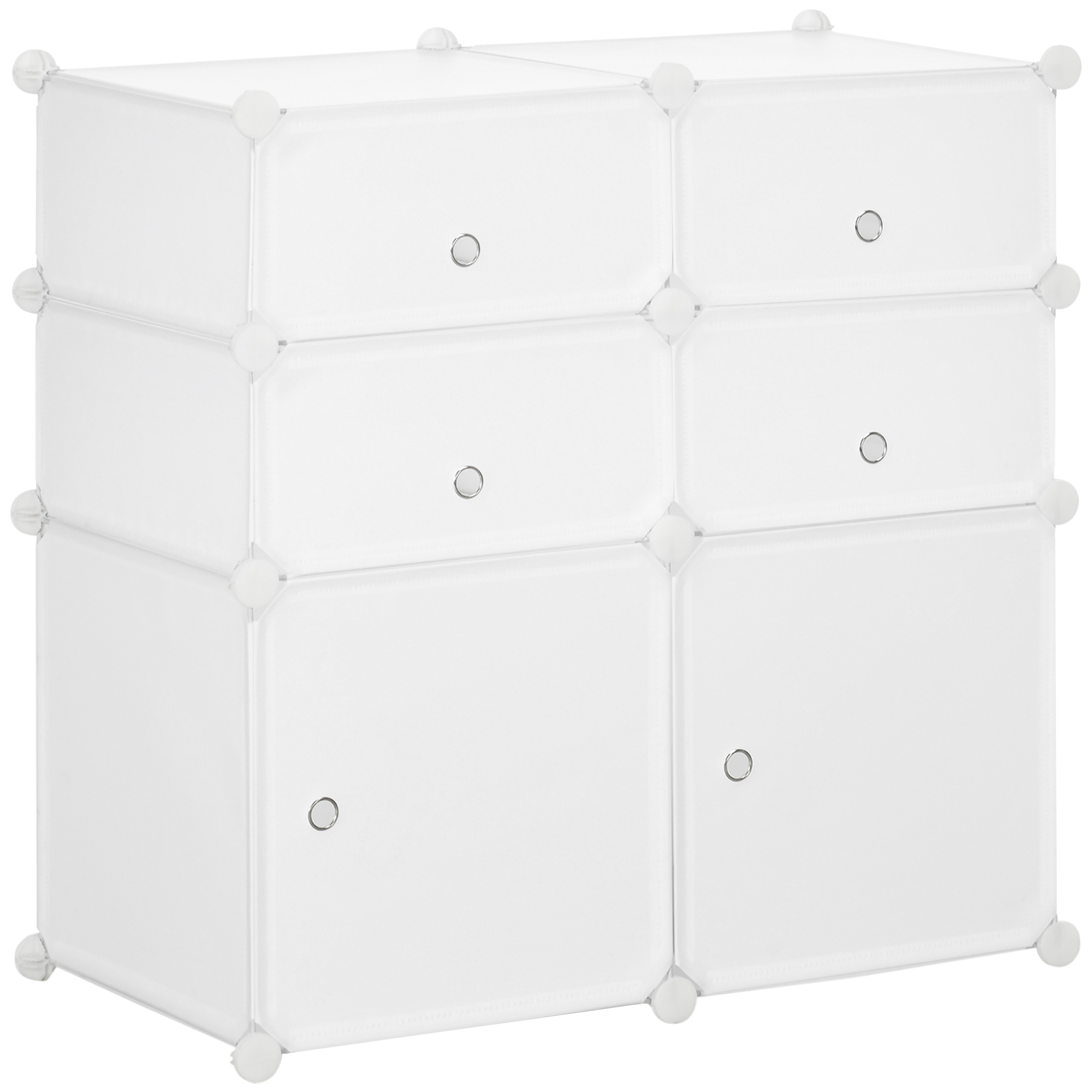 Living & hol -  Dulap Haine Dulap Pantofi Modular din Plastic 6 Cuburi Alb, 75x37x73cm