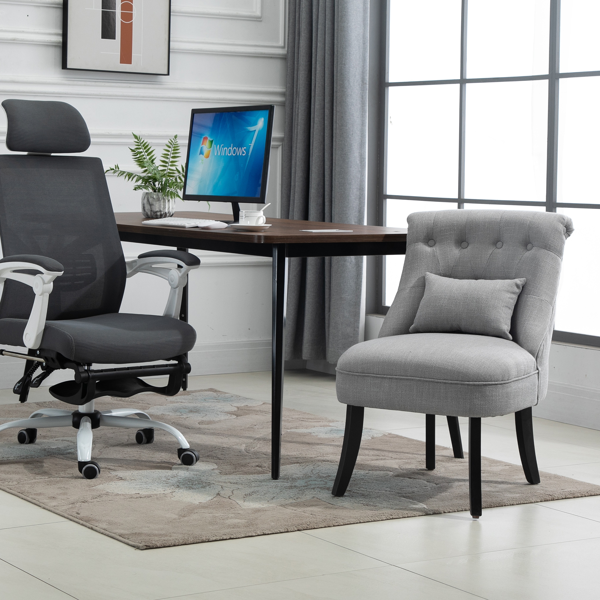  Fotoliu Captusit din Lemn si In cu Perna Detasabila Gri [8]