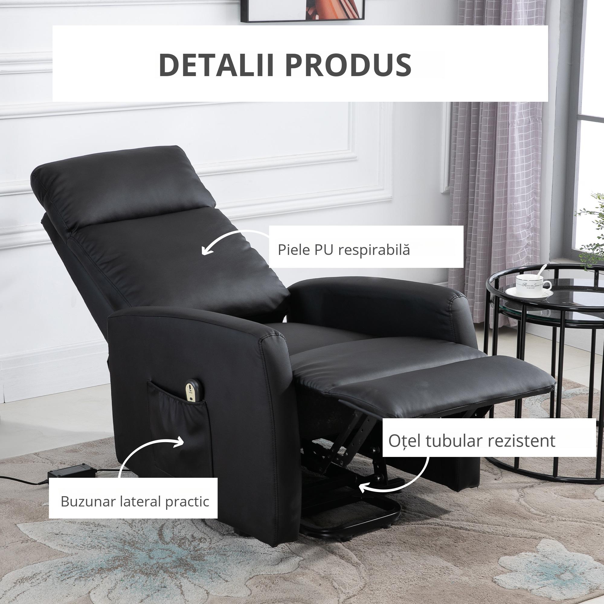  Fotoliu Ridicare Electric 145° - Rabatabil pentru Varstnici, Negru [7]