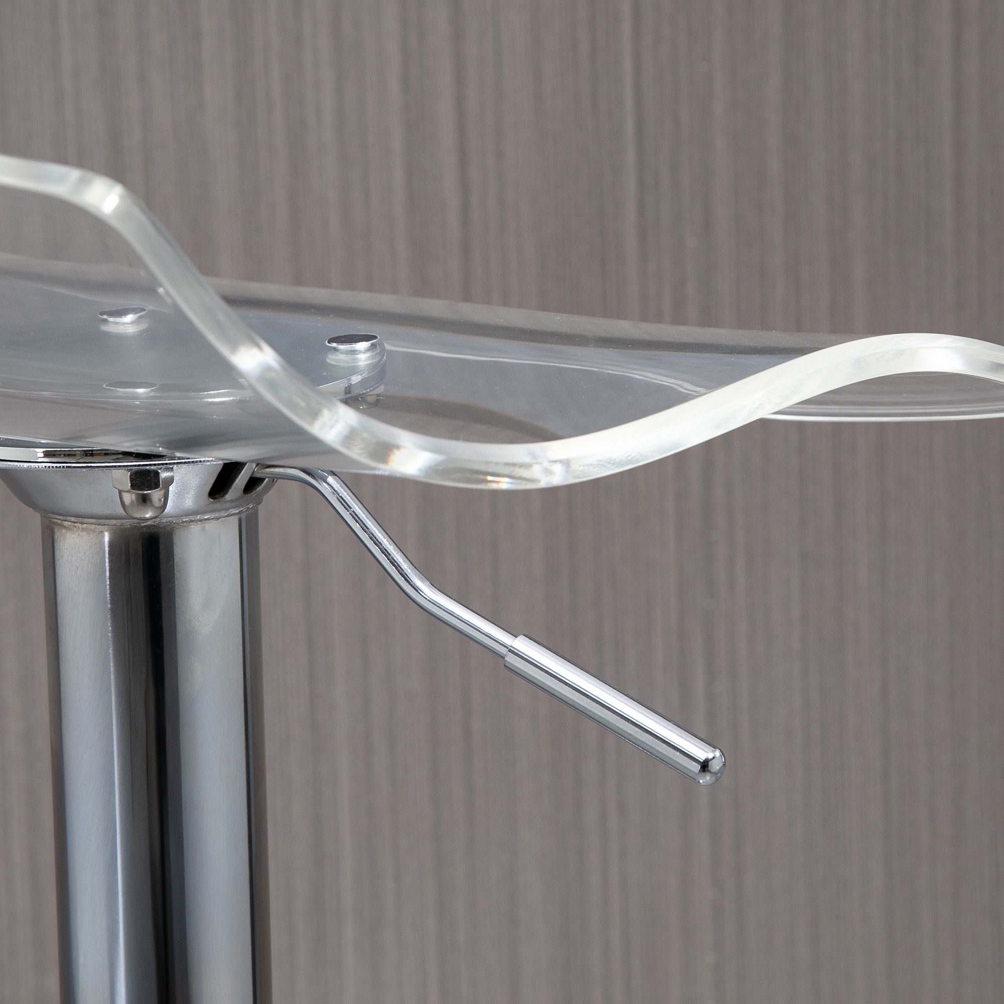  Set 2 Scaune de Bar cu inaltime Reglabila, sezut Rotativ si Suport pentru Picioare, 39x39x67-87 cm, Transparent [8]