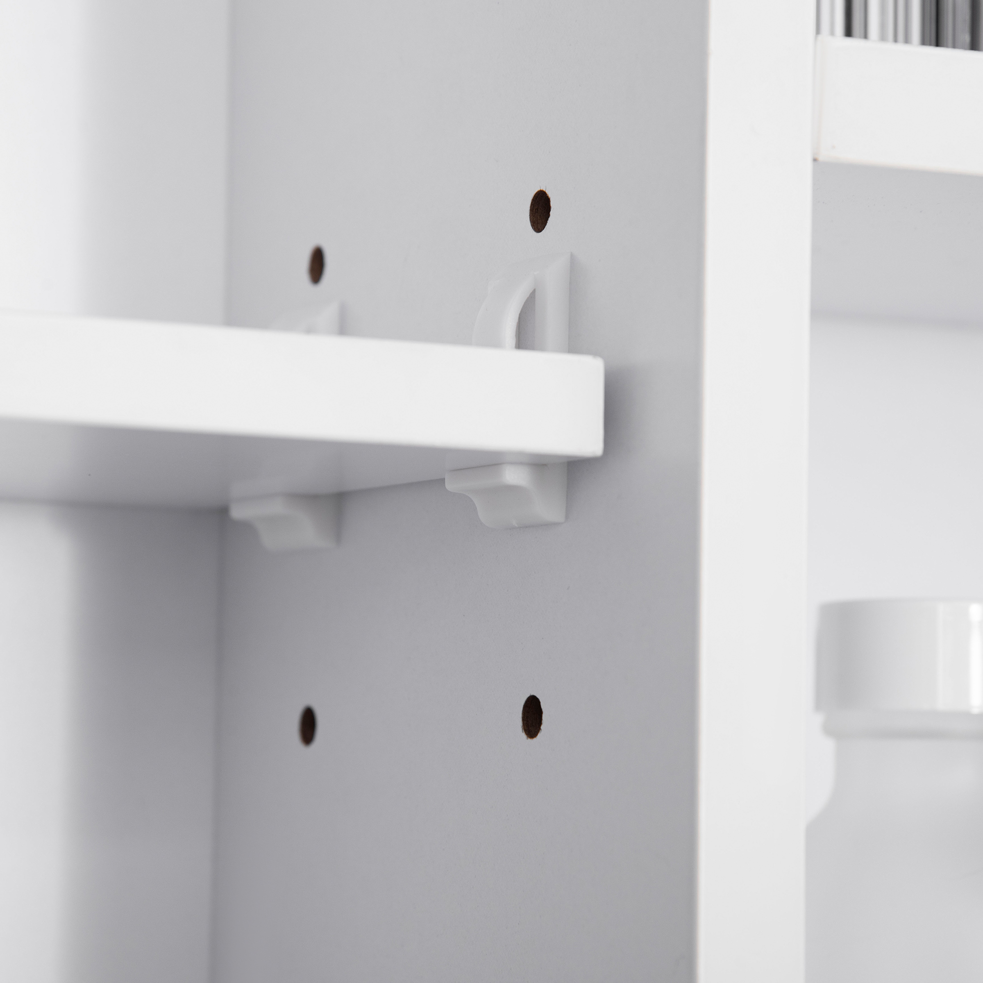  Dulap Oglinda pentru Baie - Alb cu Rafturi [8]