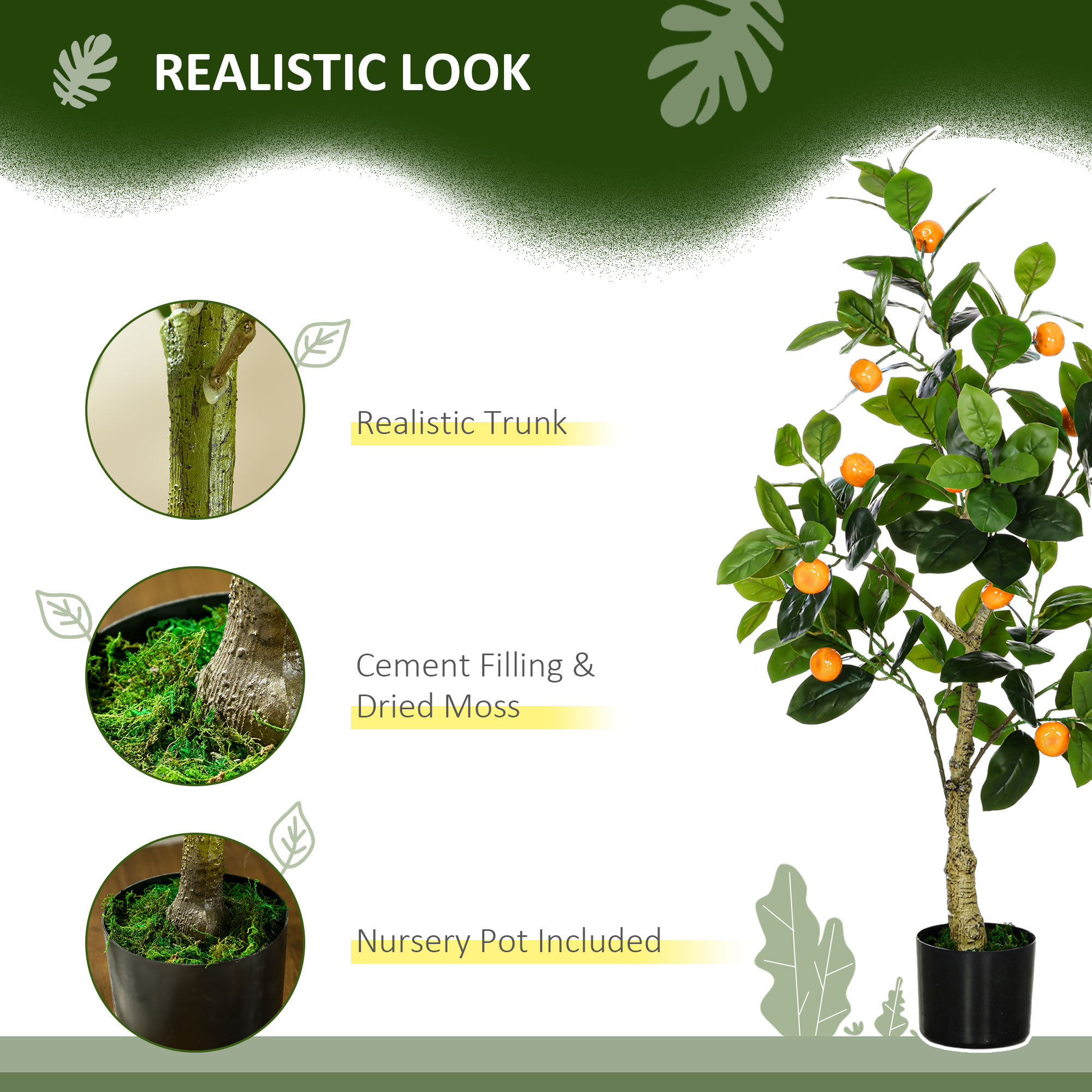  Set 2 Plante Artificiale de Lamaie si Portocal de 120cm pentru Interior cu Ghiveci [3]