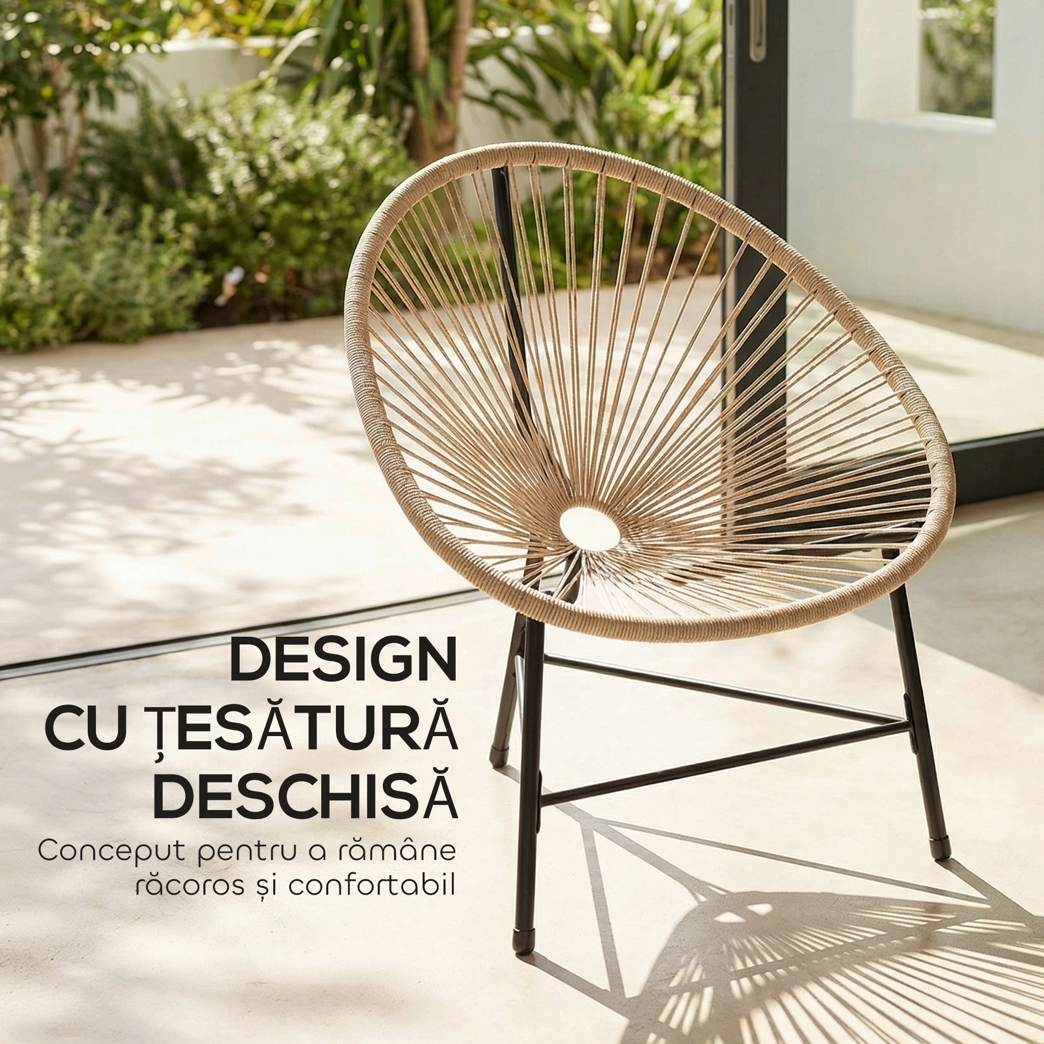  Set de 2 Scaune Acapulco din Ratan, Structura din Otel, pentru Balcon si Veranda [5]