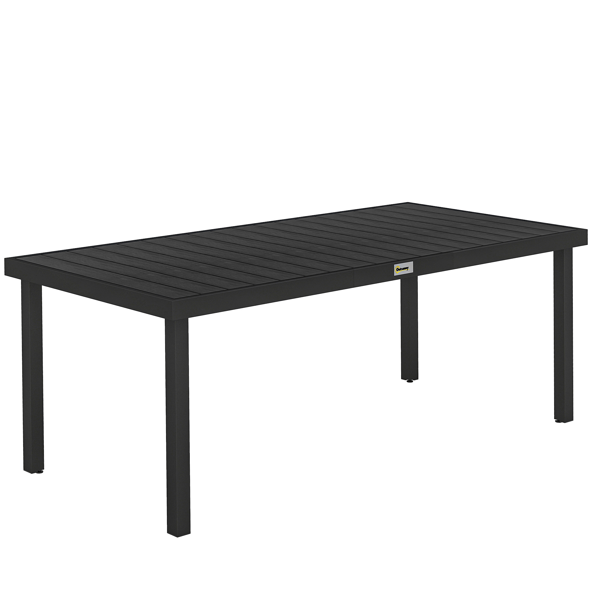 Gradina & balcon -  Masa de Gradina cu Blat cu Aspect de Lemn 190x90 cm pentru 8 Persoane, Masa de Luat Masa de Exterior Dreptunghiulara din Aluminiu si Plastic, pentru Terasa, Balcon, Negru