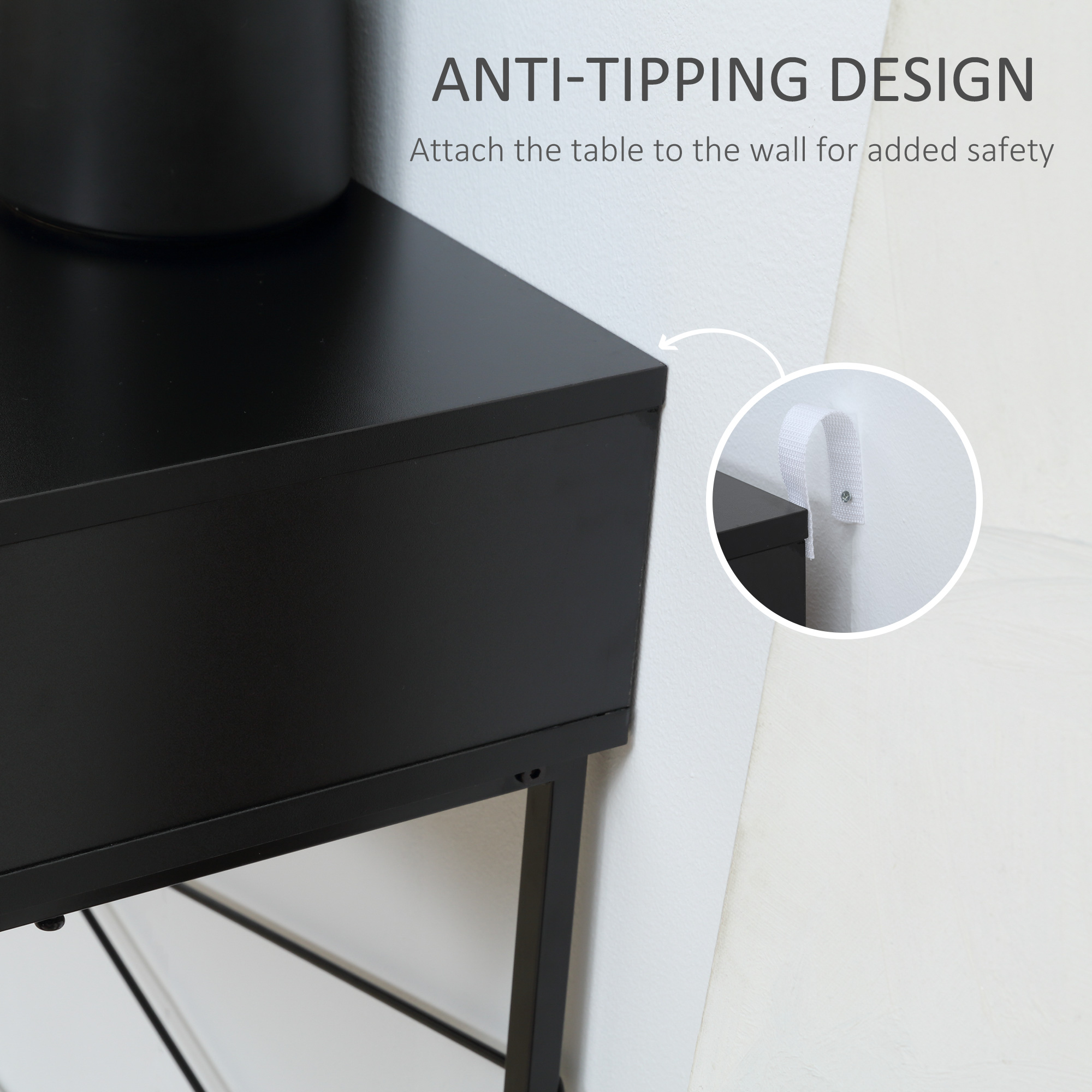 Consola Moderna  pentru Hol si Sufragerie cu 2 Sertare Metalice 100x30x75cm - Negru [6]