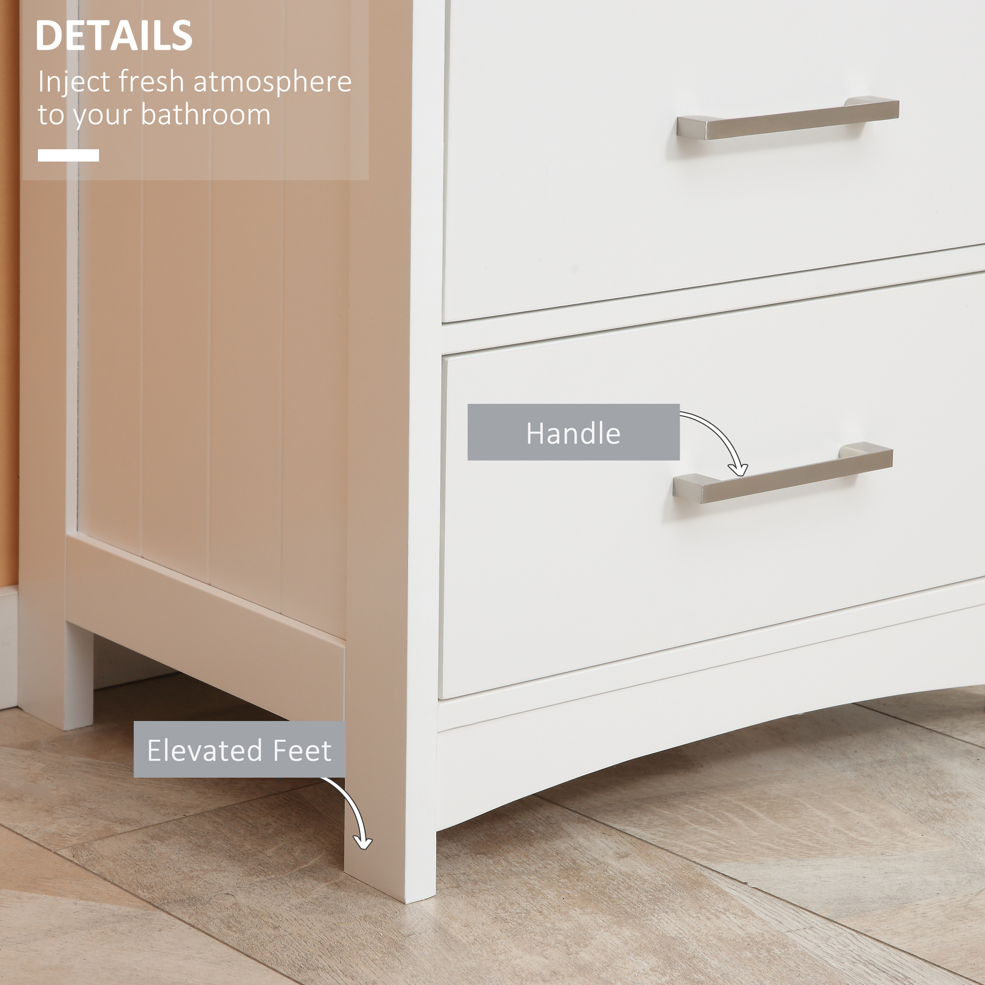  Dulapior Baie Alb - 3 Sertare & Raft Deschis, MDF 40×33×80 cm [5]