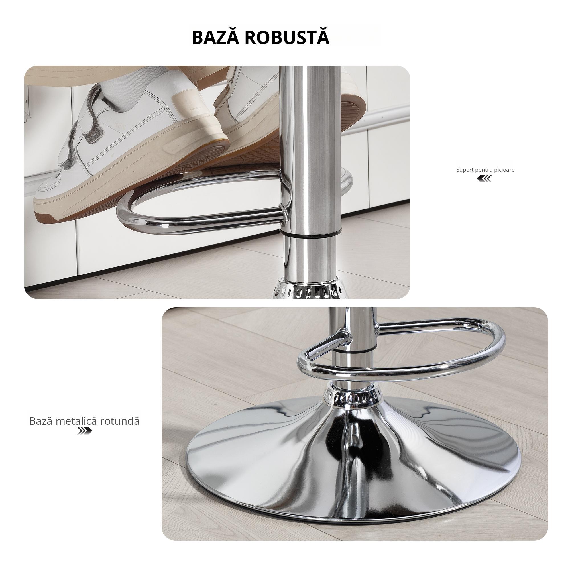  Scaun inalt de bar cu Spatar si Brate, Reglabil, Rotativ [6]