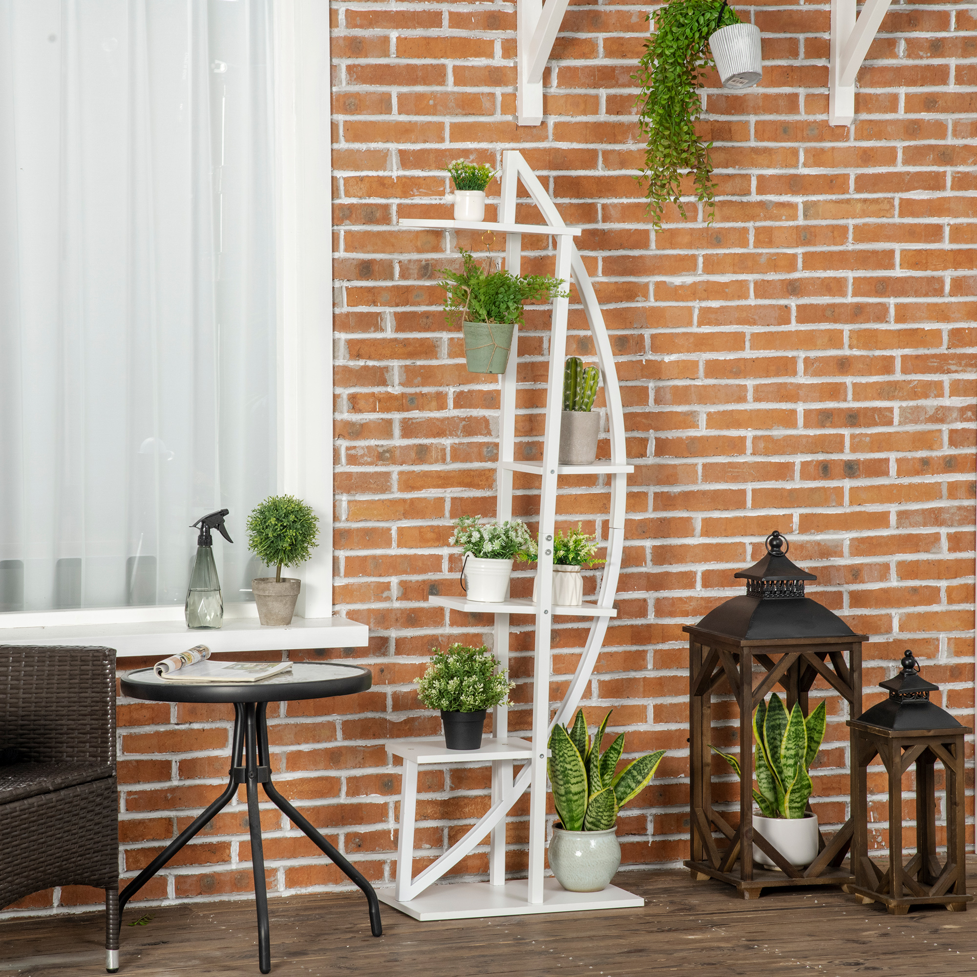  Suport pentru plante cu 5 niveluri Scara in forma de jumatate de luna Suport pentru ghivece Raft pentru interior, exterior, camera de zi, studiu, balcon si dormitor [1]