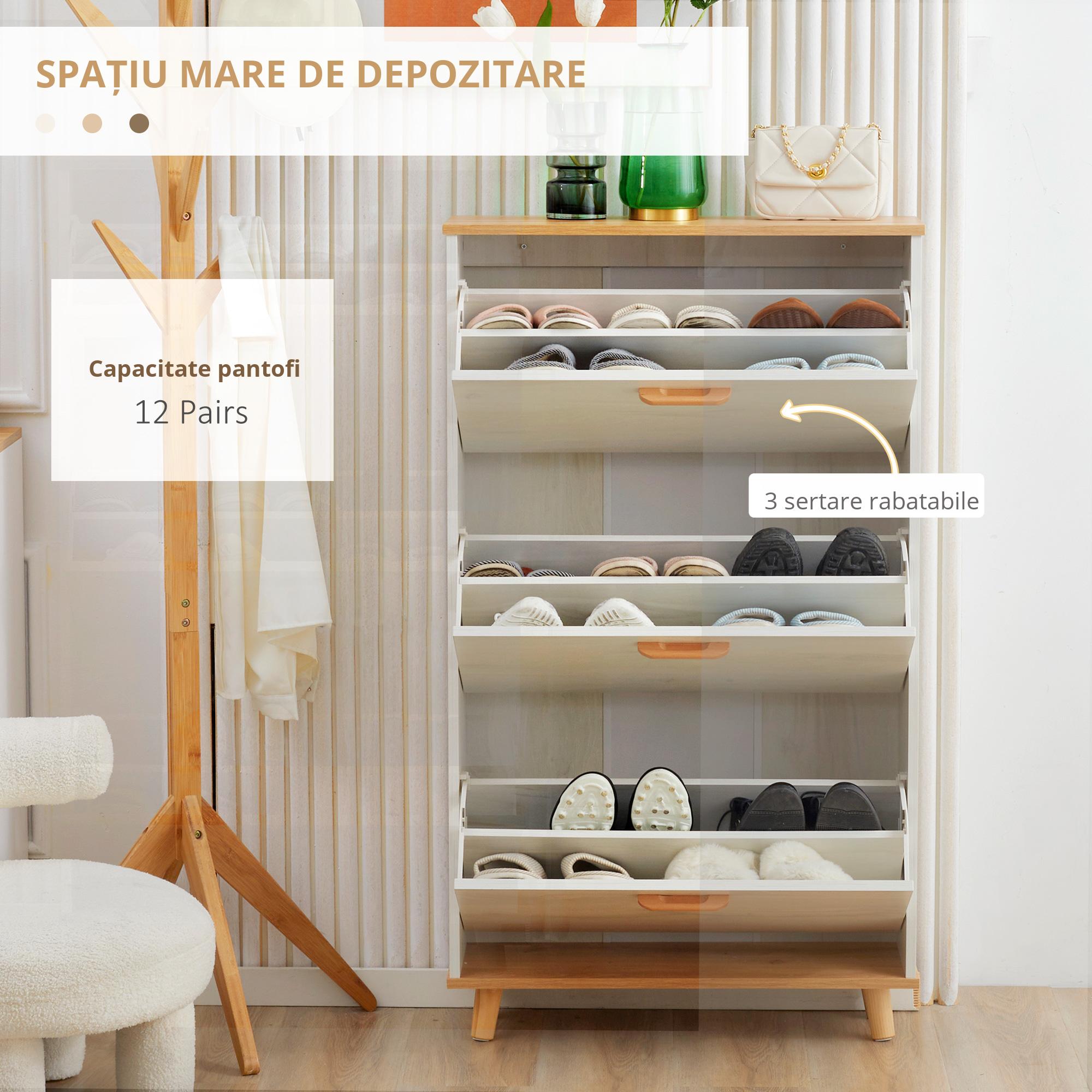  Dulap Pantofi Alb 70×23,5×122 cm - Sertare & Rafturi Reglabile [5]