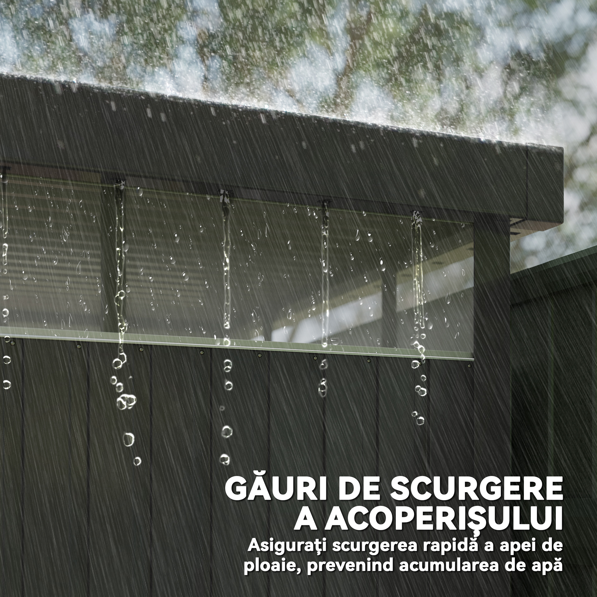  Magazie de Gradina cu Luminator Superior din Acril si Orificii de Drenaj, 162x259x201 cm, Gri inchis [5]