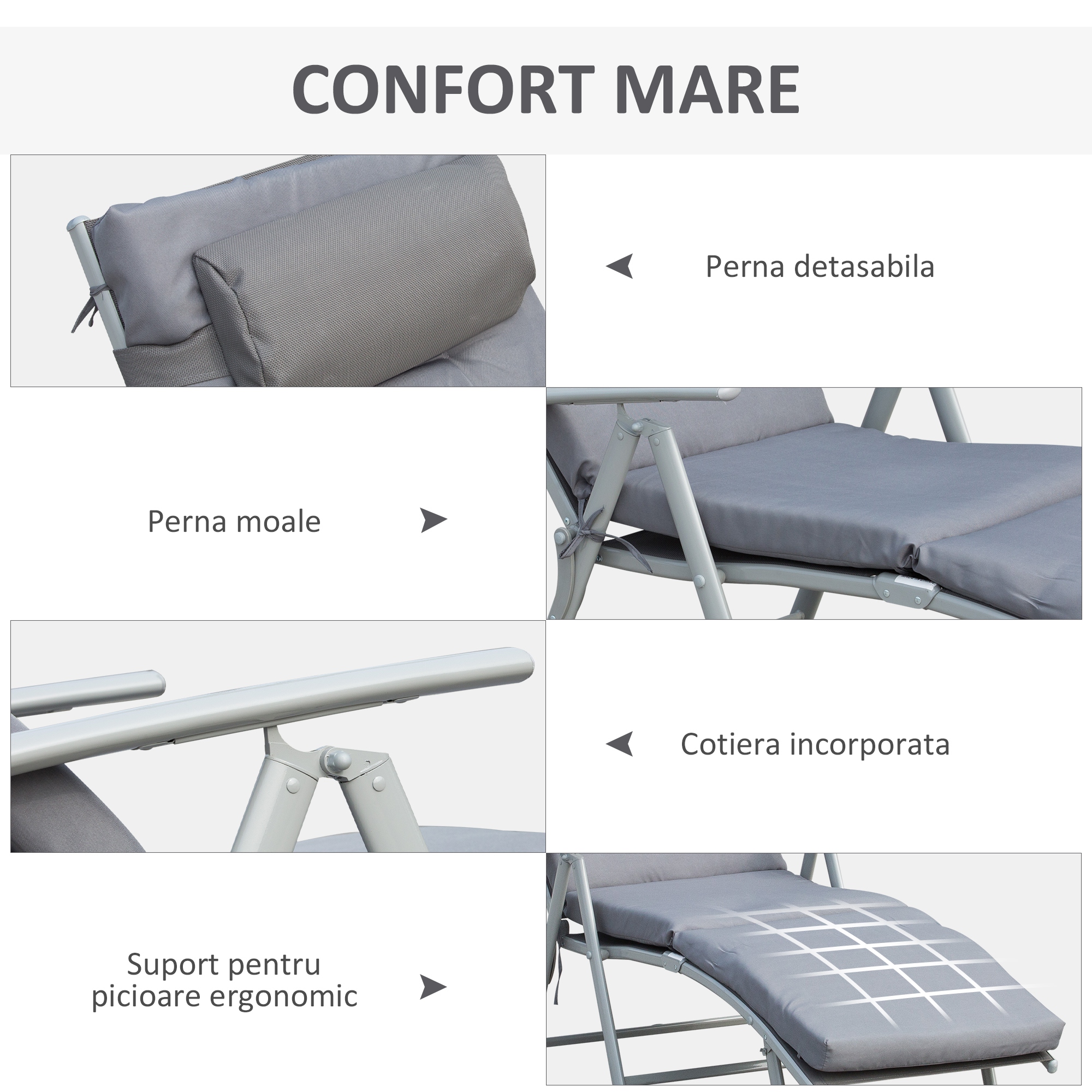  Sezlong de Gradina Pliabil cu Saltea Spatar 7 Pozitii de Inclinare [4]