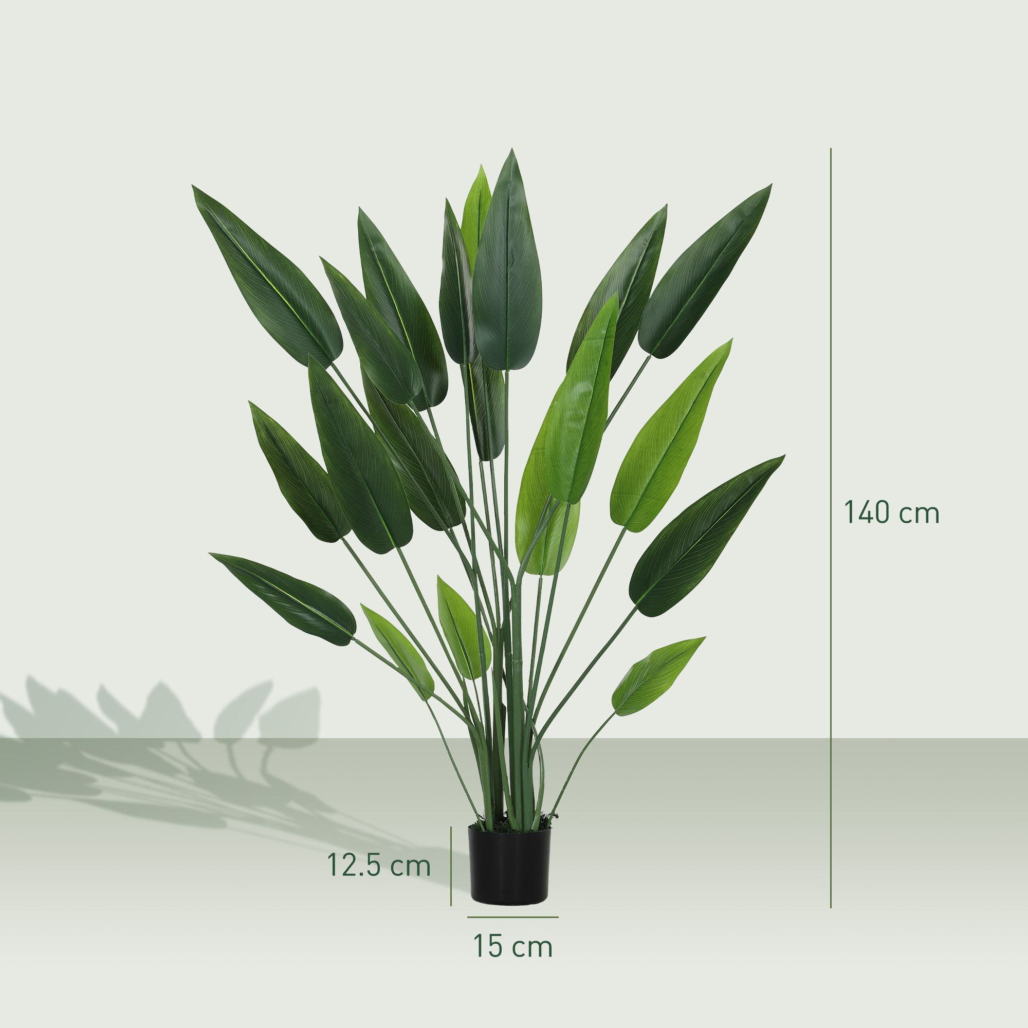  Planta artificiala verde Pasarea Paradisului cu 20 de frunze, 140 cm, cu ghiveci, din PE, PEVA si PP [2]