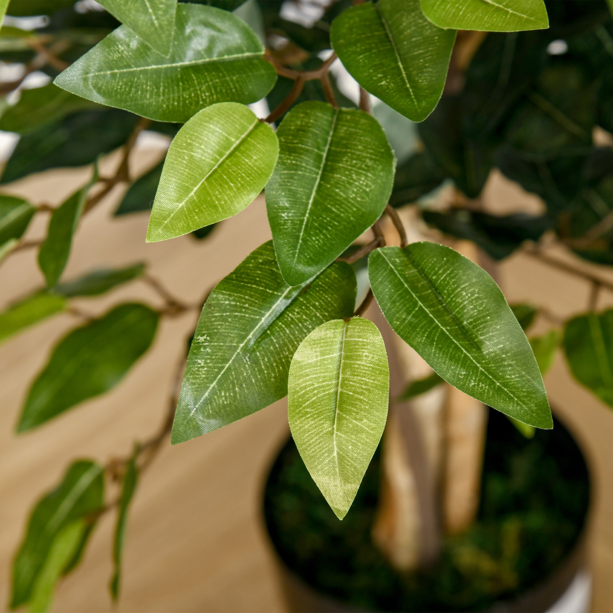  Planta Ficus Falsa, Planta inalta de 150cm, Planta Artificiala Decorativa pentru Interior si Exterior, Ø17x14.5 cm, Verde [7]