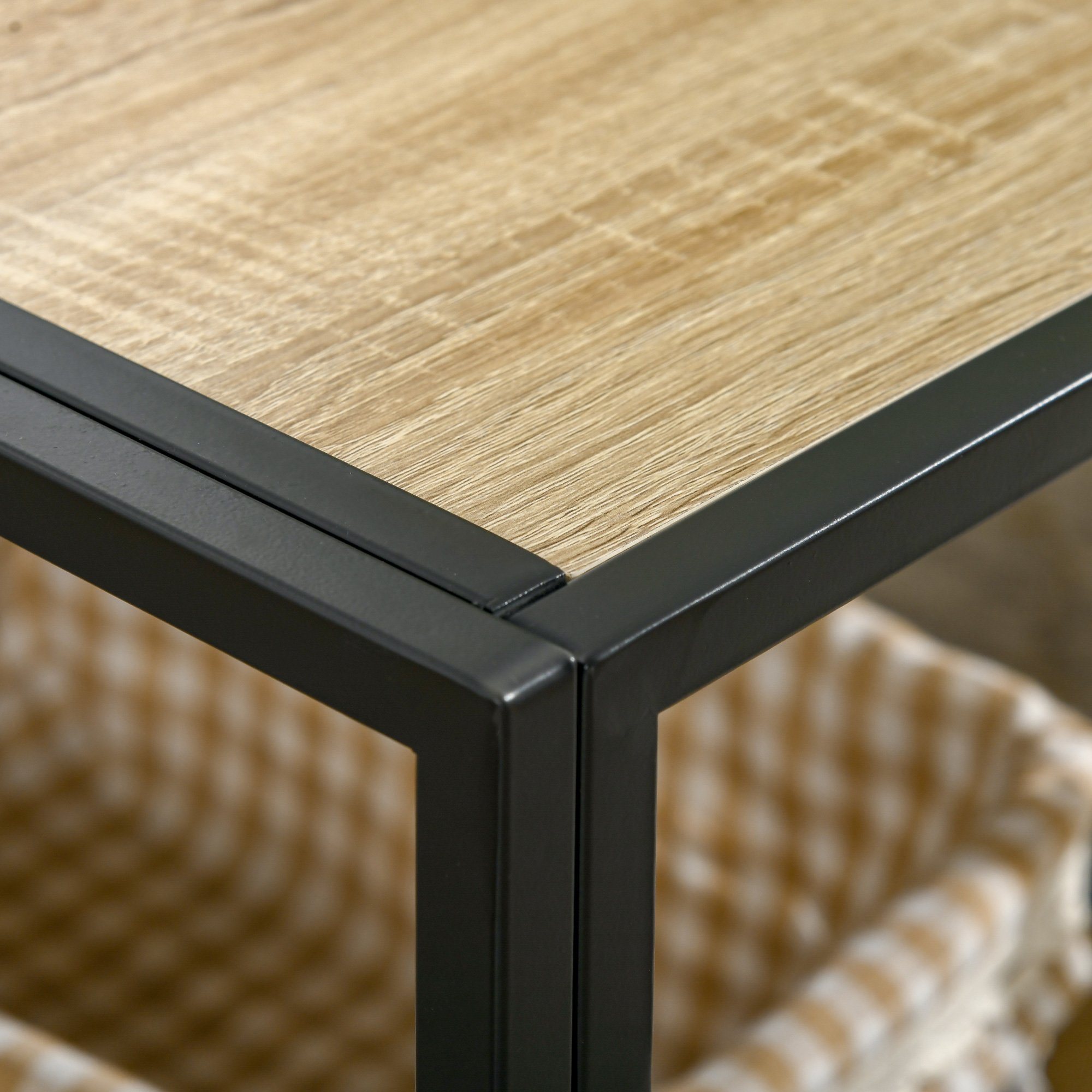  Masuta de Cafea Stil Industrial cu 3 Etajere, din MDF si Otel, 120x60x46cm - Lemn [7]