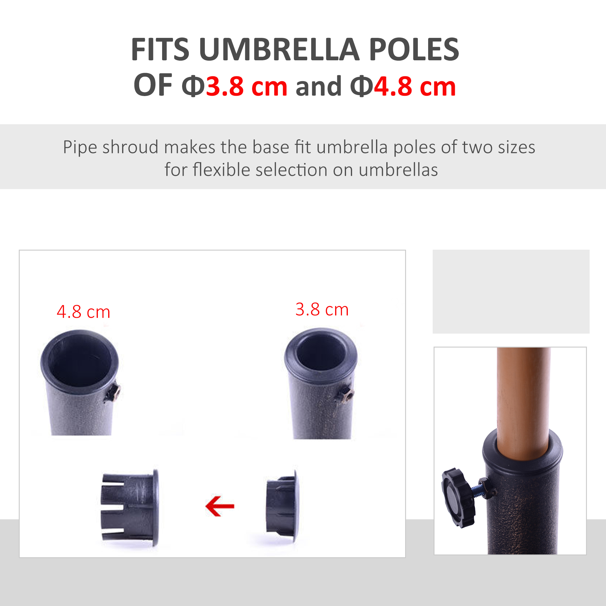  Baza rotunda pentru umbrela, pentru stalpi de Ø38 si Ø48 mm, din rasina si otel, Ø45 cm, bronz [4]