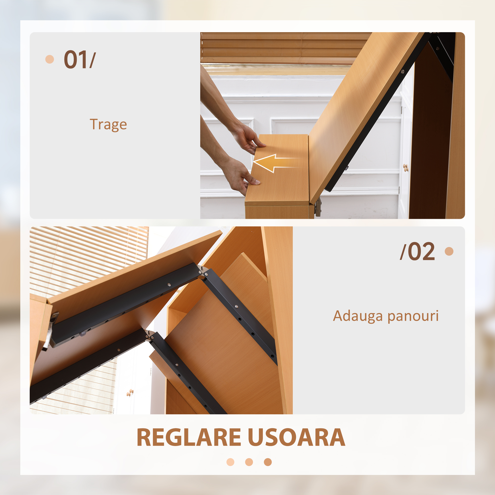  Masa de sufragerie pliabila moderna, bufet extensibil pentru spatii mici, locuri pana la 3 persoane, natural [5]