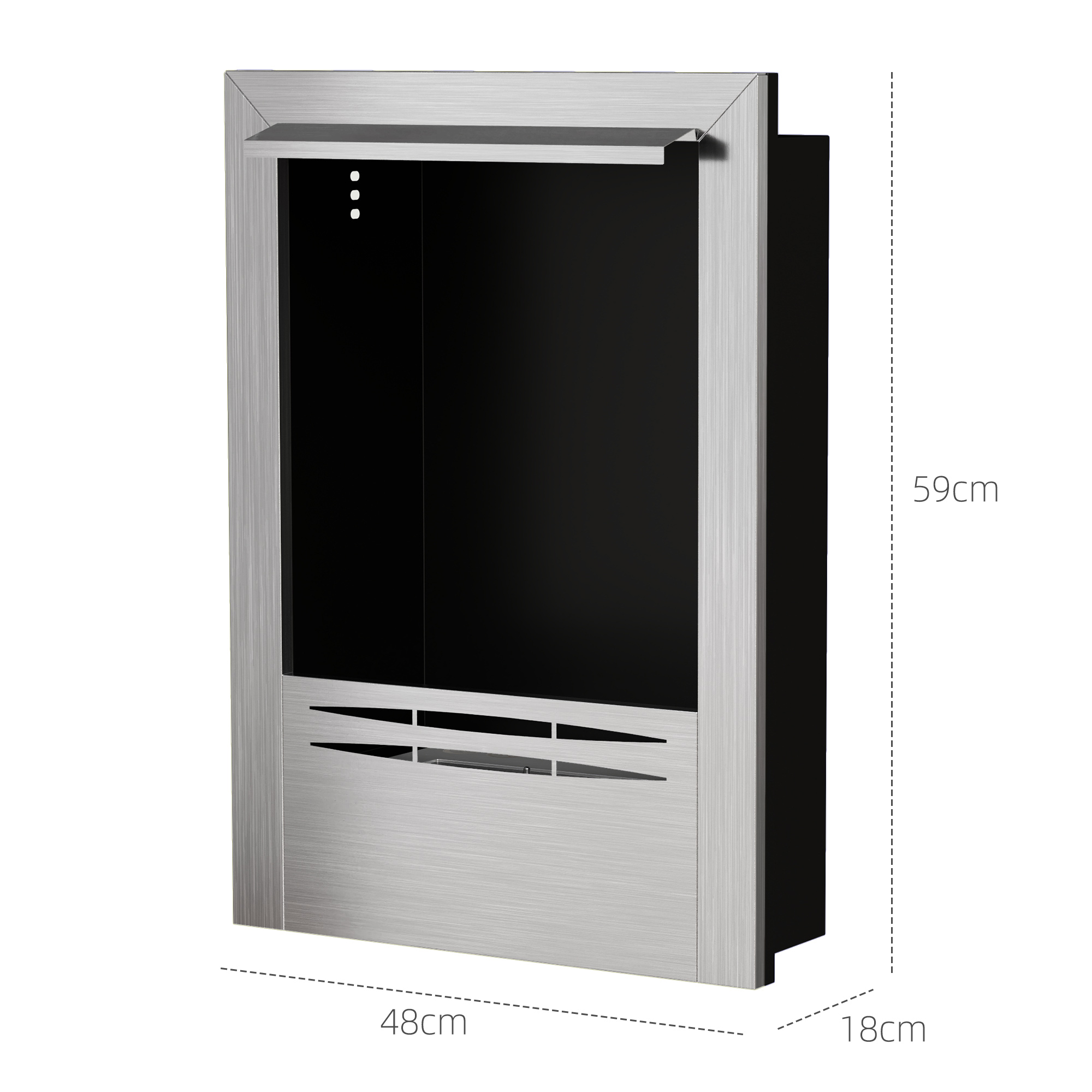  semineu pe Bioetanol incorporat din Otel, Capacitate 0,9L si Durata 3,3 Ore, 48x18x59 cm, Argintiu [2]