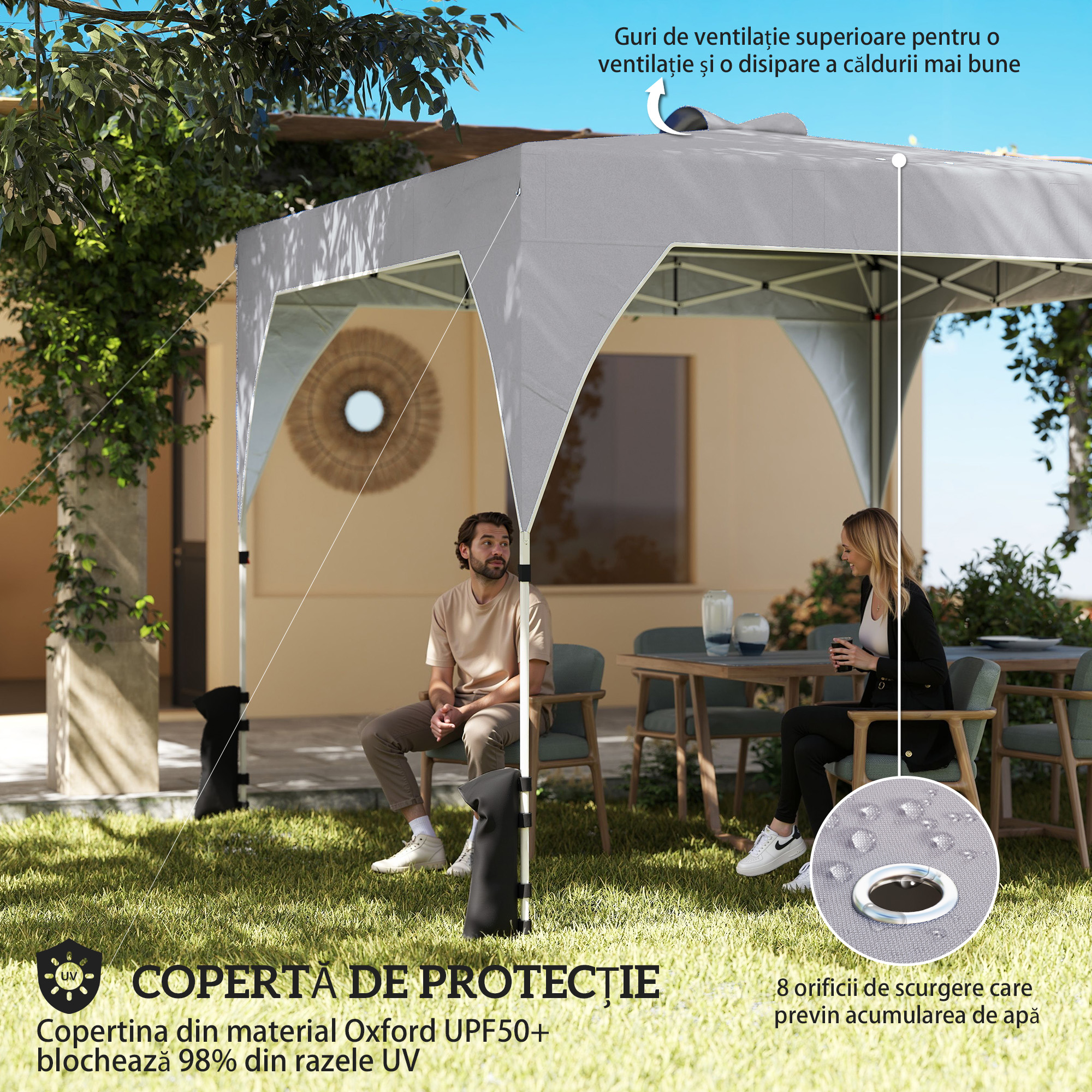  Pavilion 3x3m Pliabil, Montaj Usor cu Buton, UPF 50+ Protectie [3]
