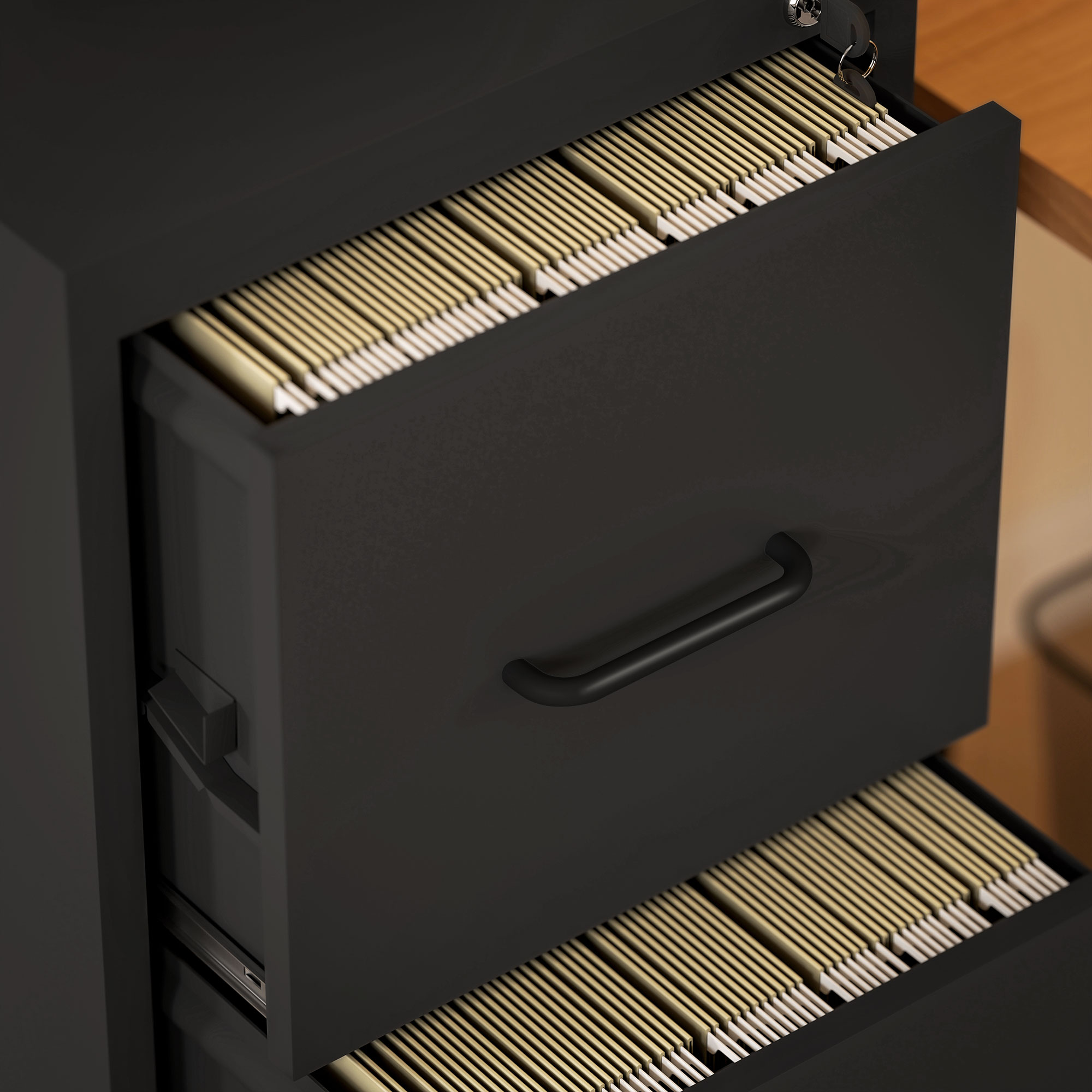  Fiset Minimal pentru Documente cu 3 Sertare si Bara Reglabila, din Otel, 36.5x46.2x99 cm, Negru [8]